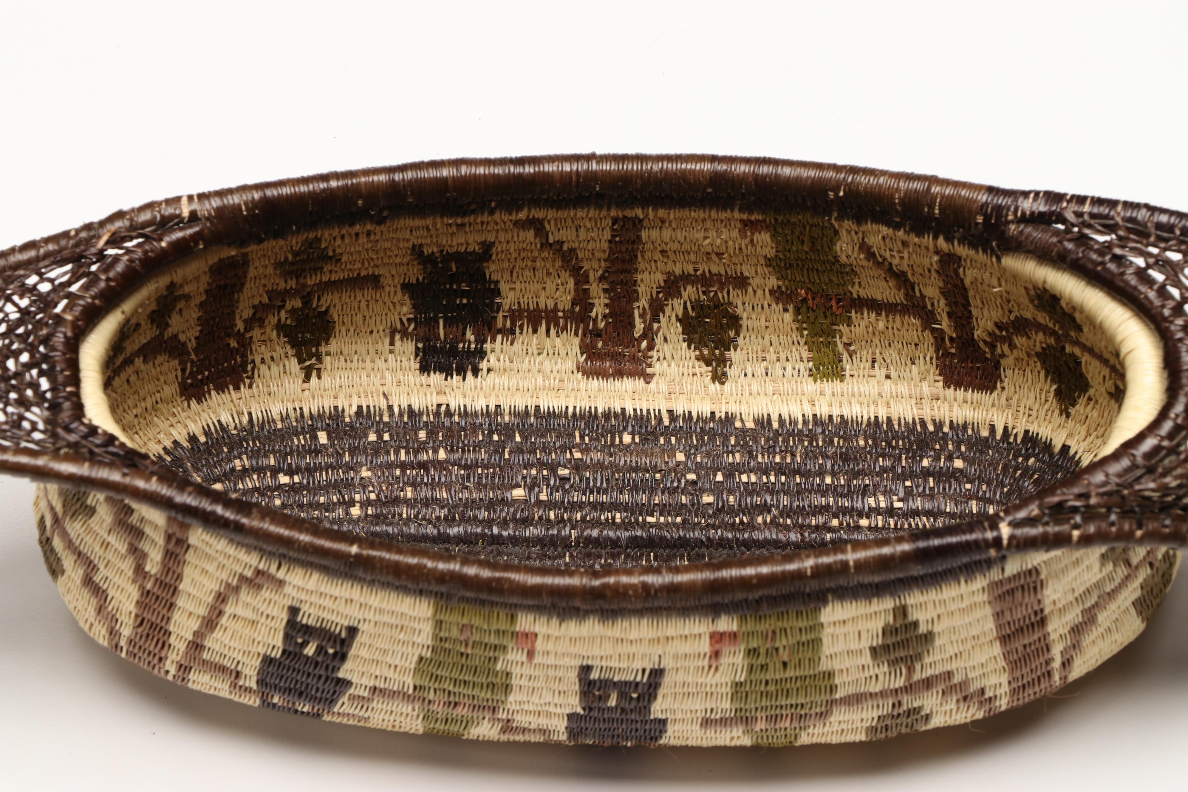 Panamanian Emberá-Wounaan Chunga Fiber Baskets with Owls and Geometric Motifs
