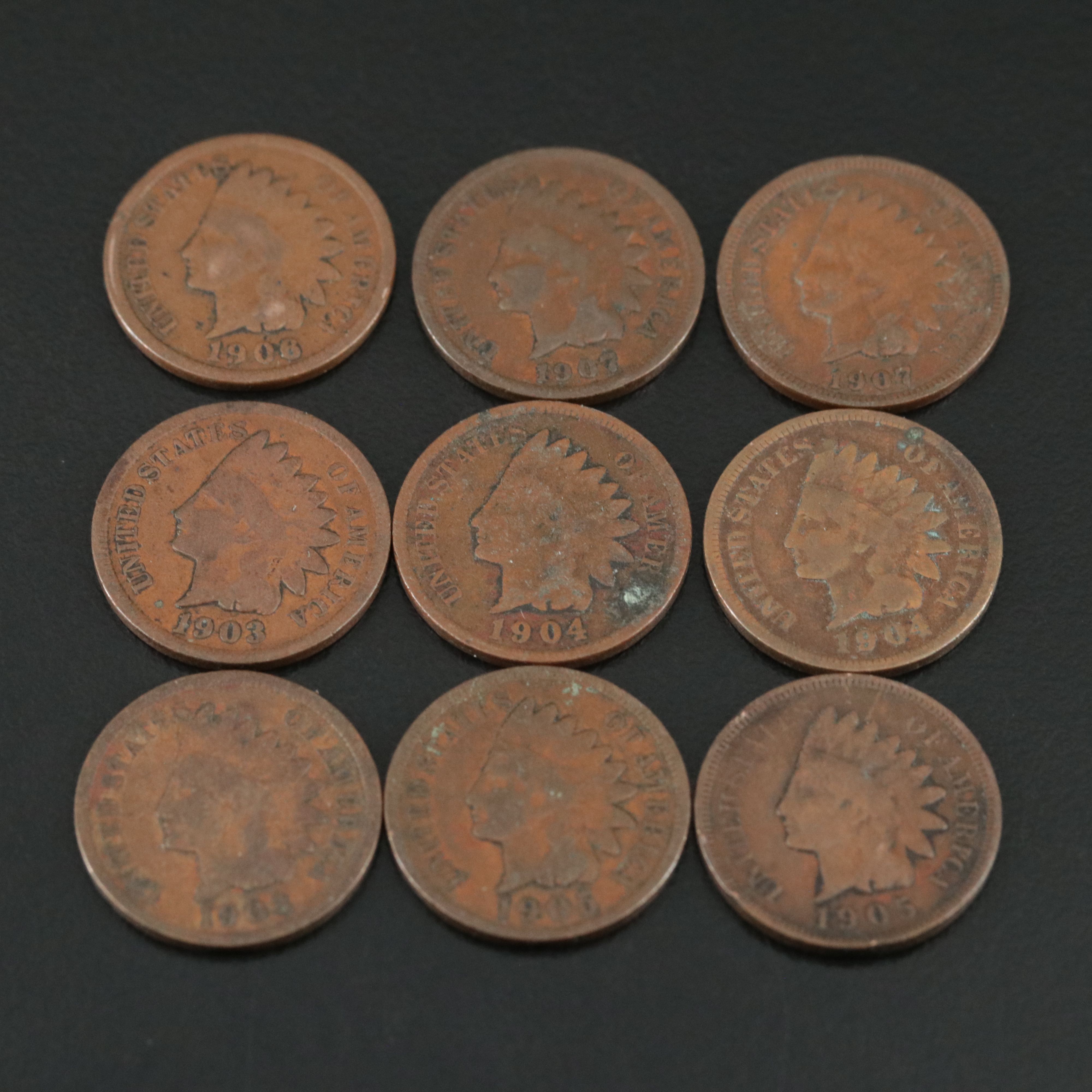 Group of One Hundred-Fifty Assorted Date Indian Cents