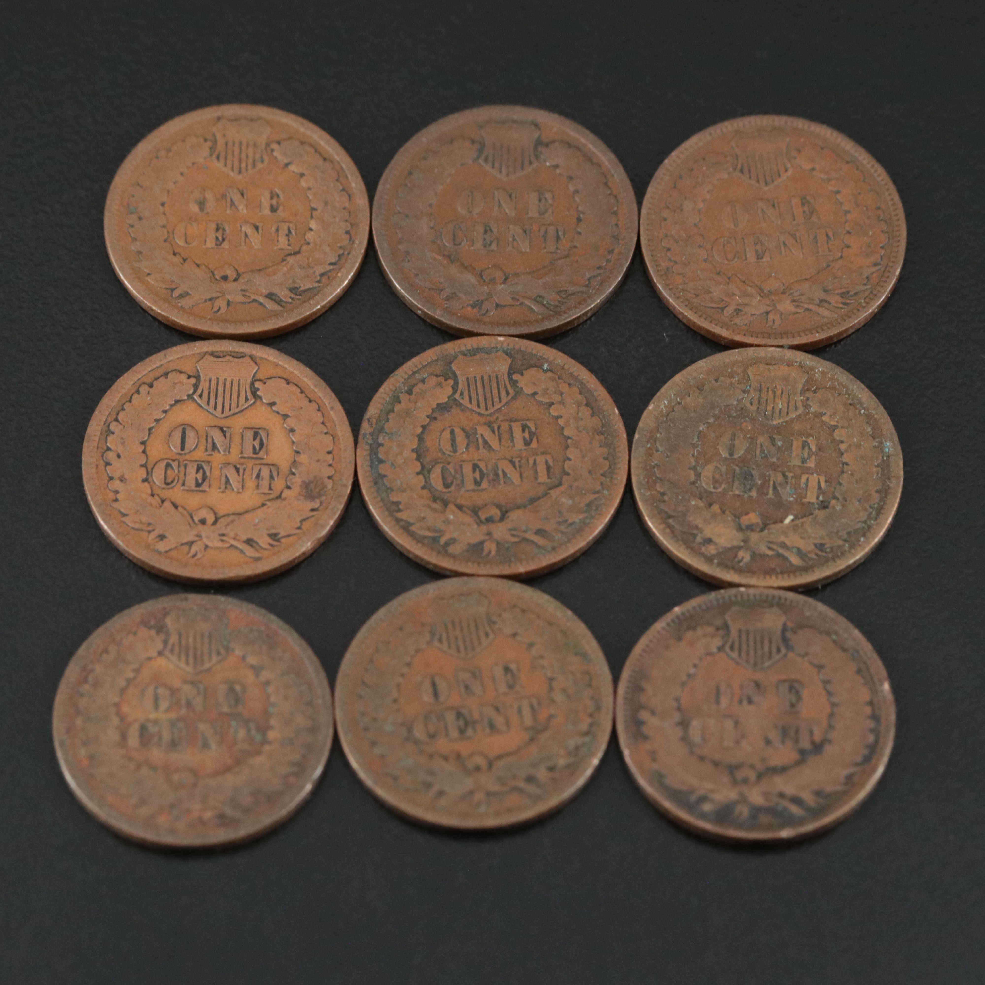 Group of One Hundred-Fifty Assorted Date Indian Cents