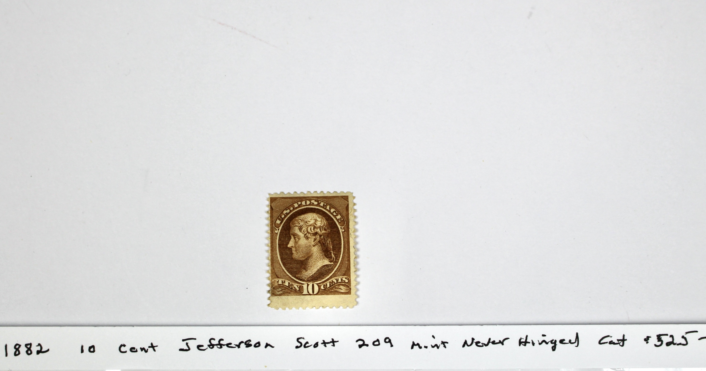 1882 10-Cent Jefferson Postage Stamp, Scott 209, MNH