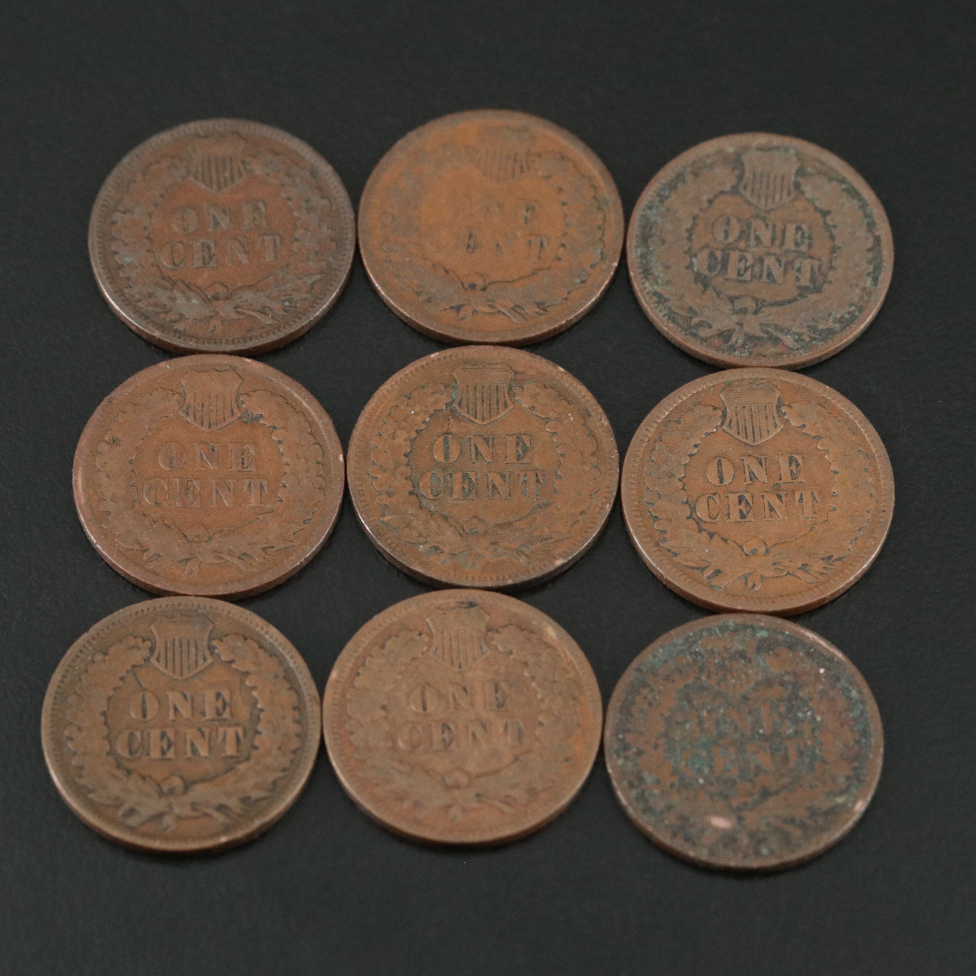 Group of One Hundred-Fifty Assorted Date Indian Cents