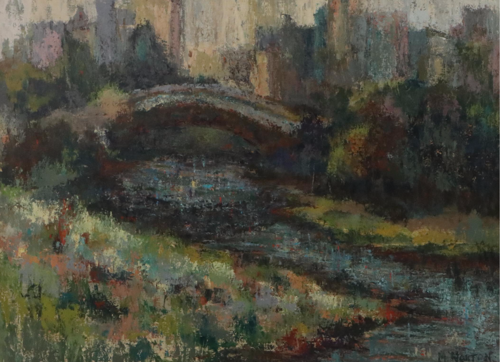 M. Norton Impressionistic Landscape Oil Painting, Late 20th Century