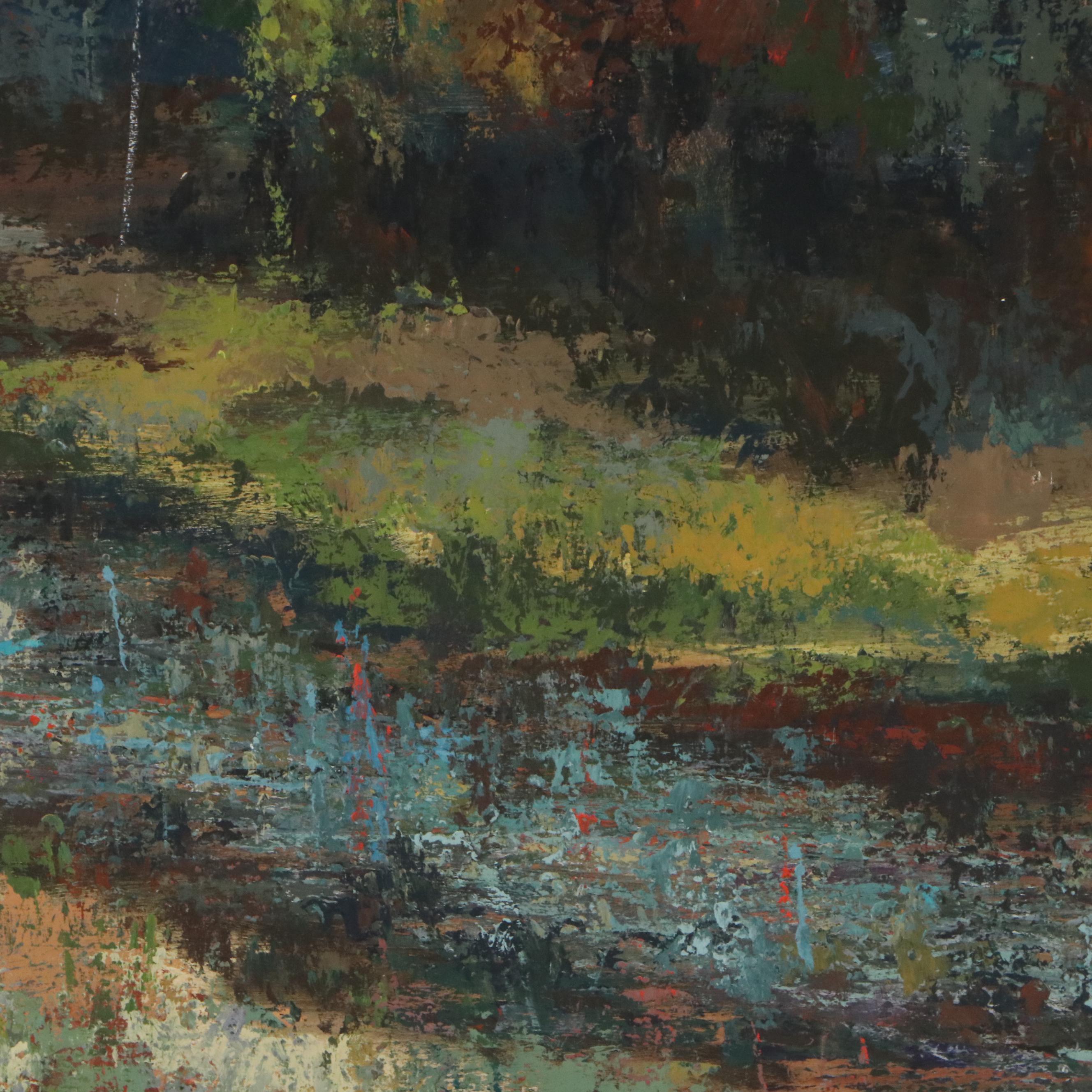 M. Norton Impressionistic Landscape Oil Painting, Late 20th Century