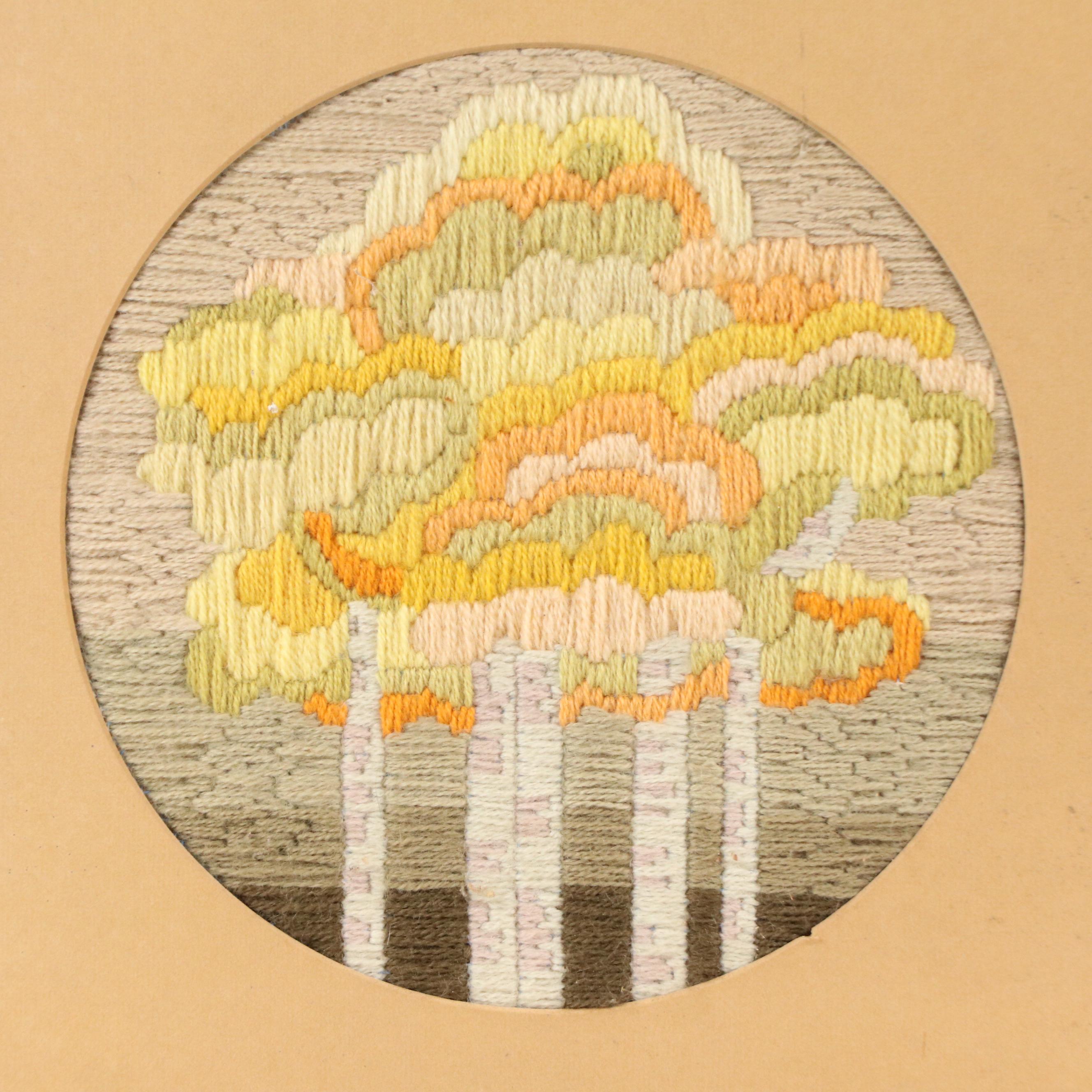 Yarn Embroidery of Autumnal Birch Trees
