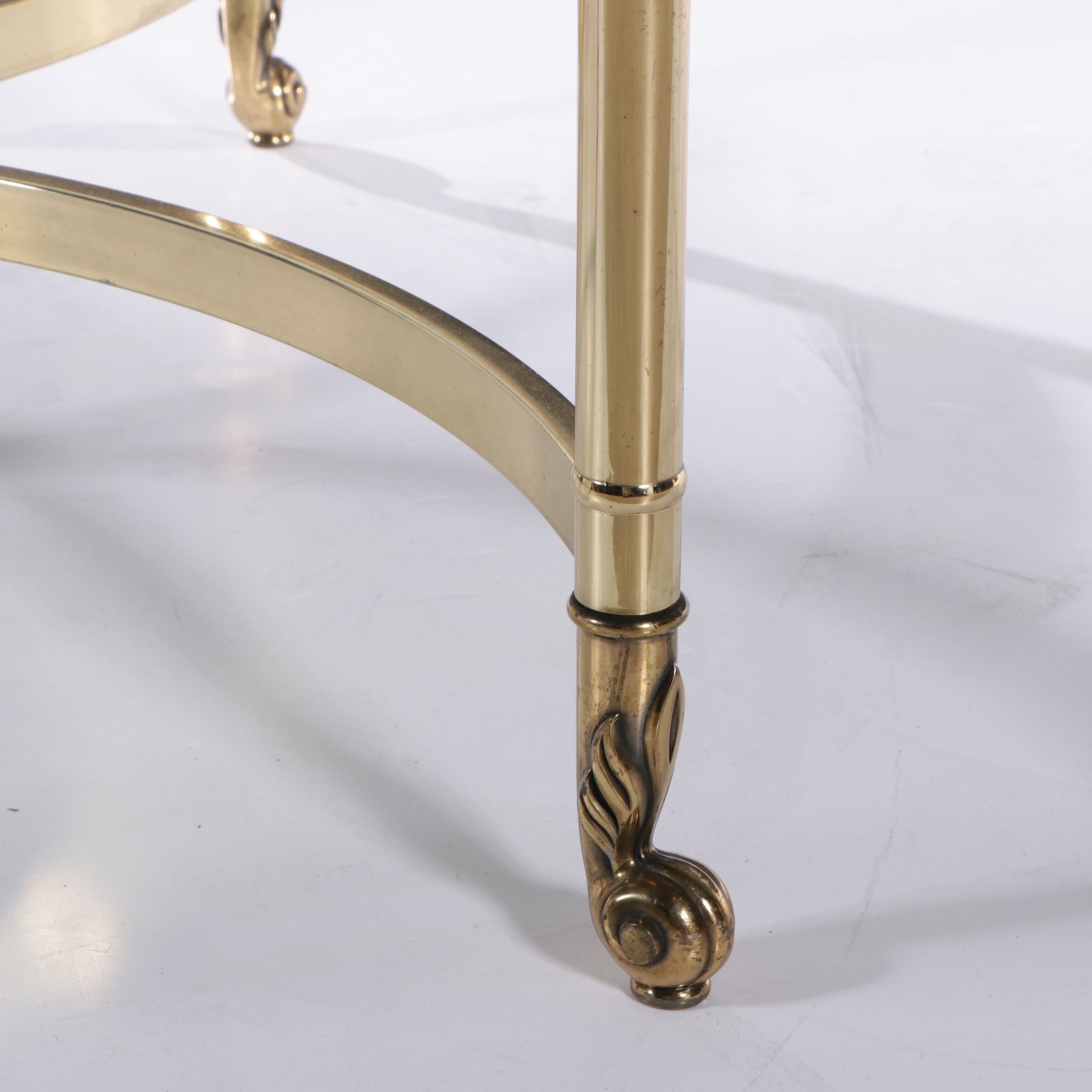 Neoclassical Style Glass Top Brass Coffee Table, Late 20th Century