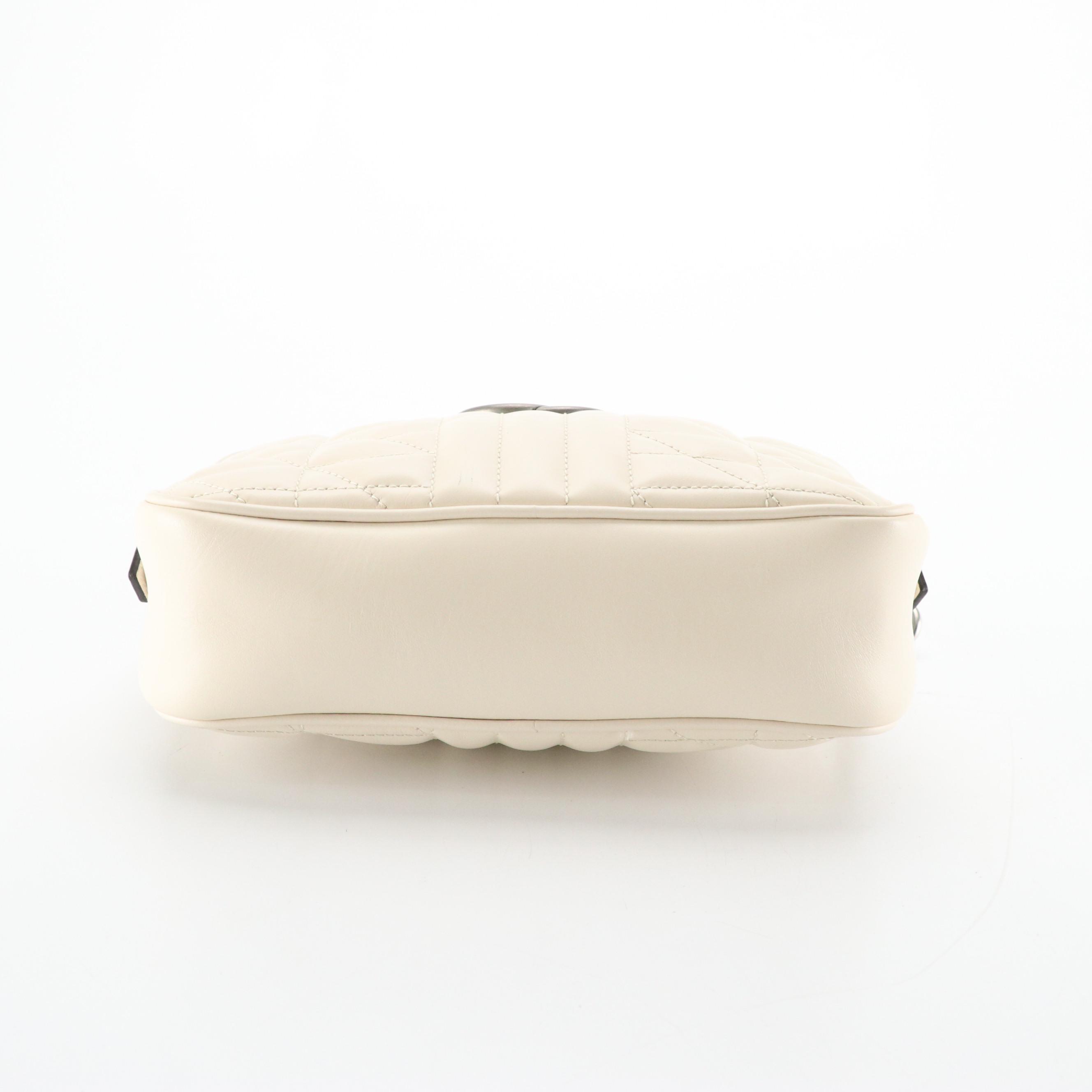 Gucci GG Marmont Crossbody Bag in Quilted White Calfskin Leather