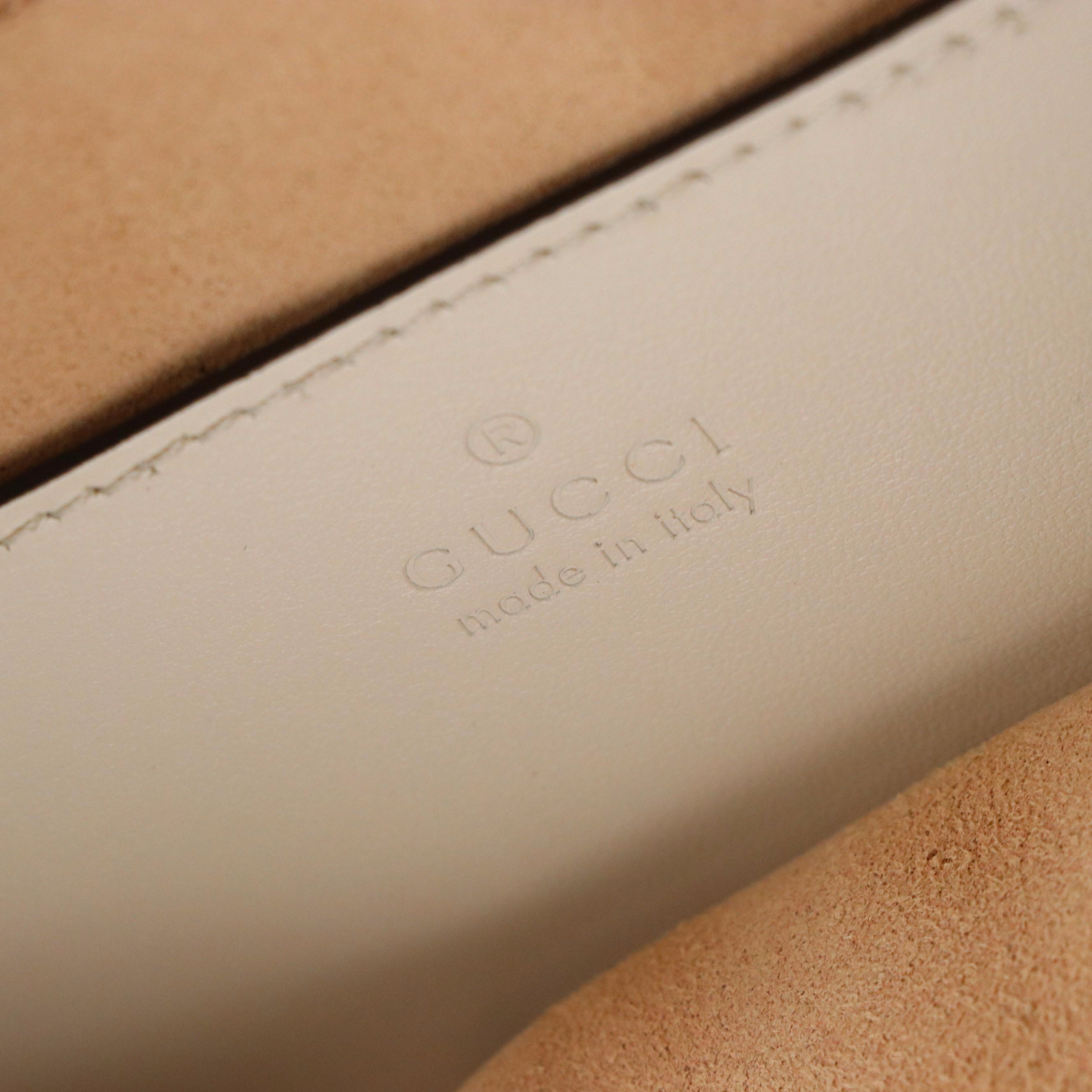 Gucci GG Marmont Crossbody Bag in Quilted White Calfskin Leather