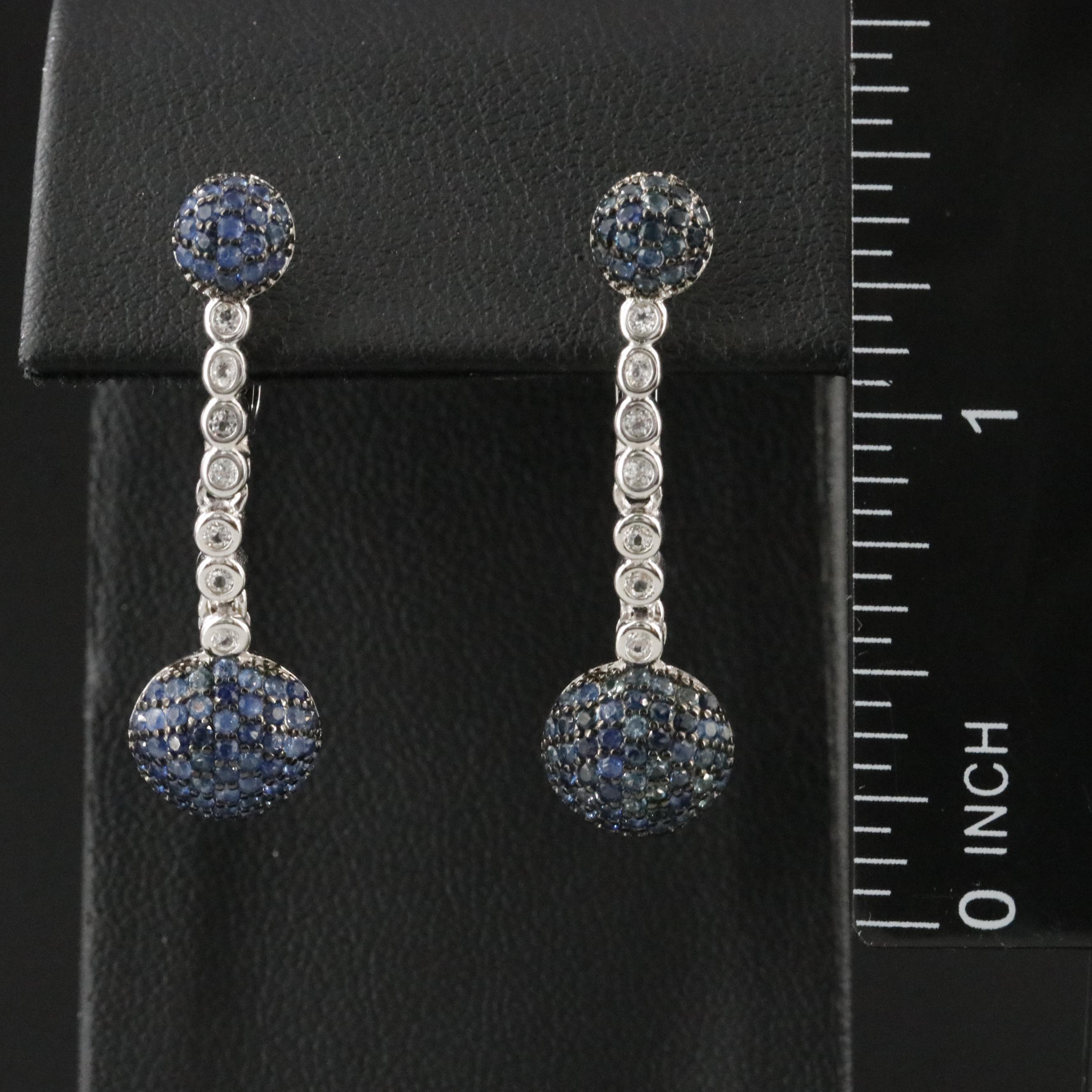 Sterling Sapphire and White Sapphire Drop Earrings