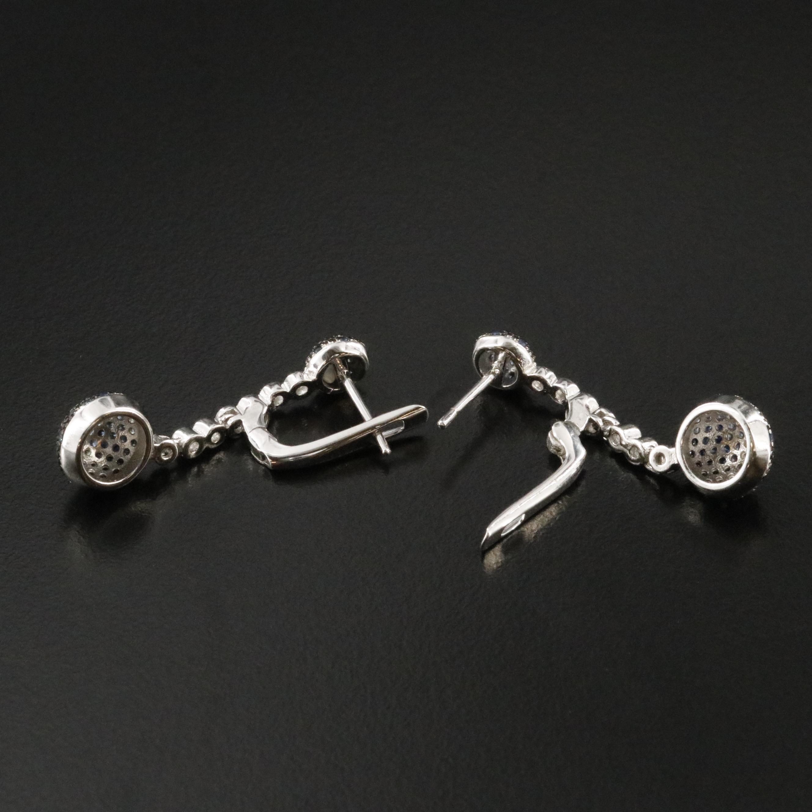 Sterling Sapphire and White Sapphire Drop Earrings