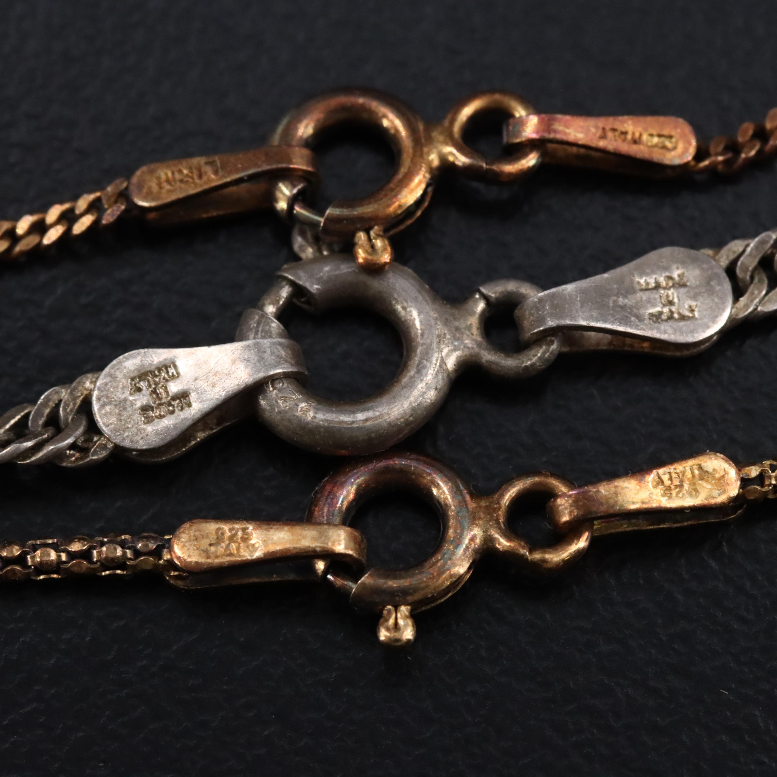 Sterling Singapore, Popcorn and Curb Chain Necklaces