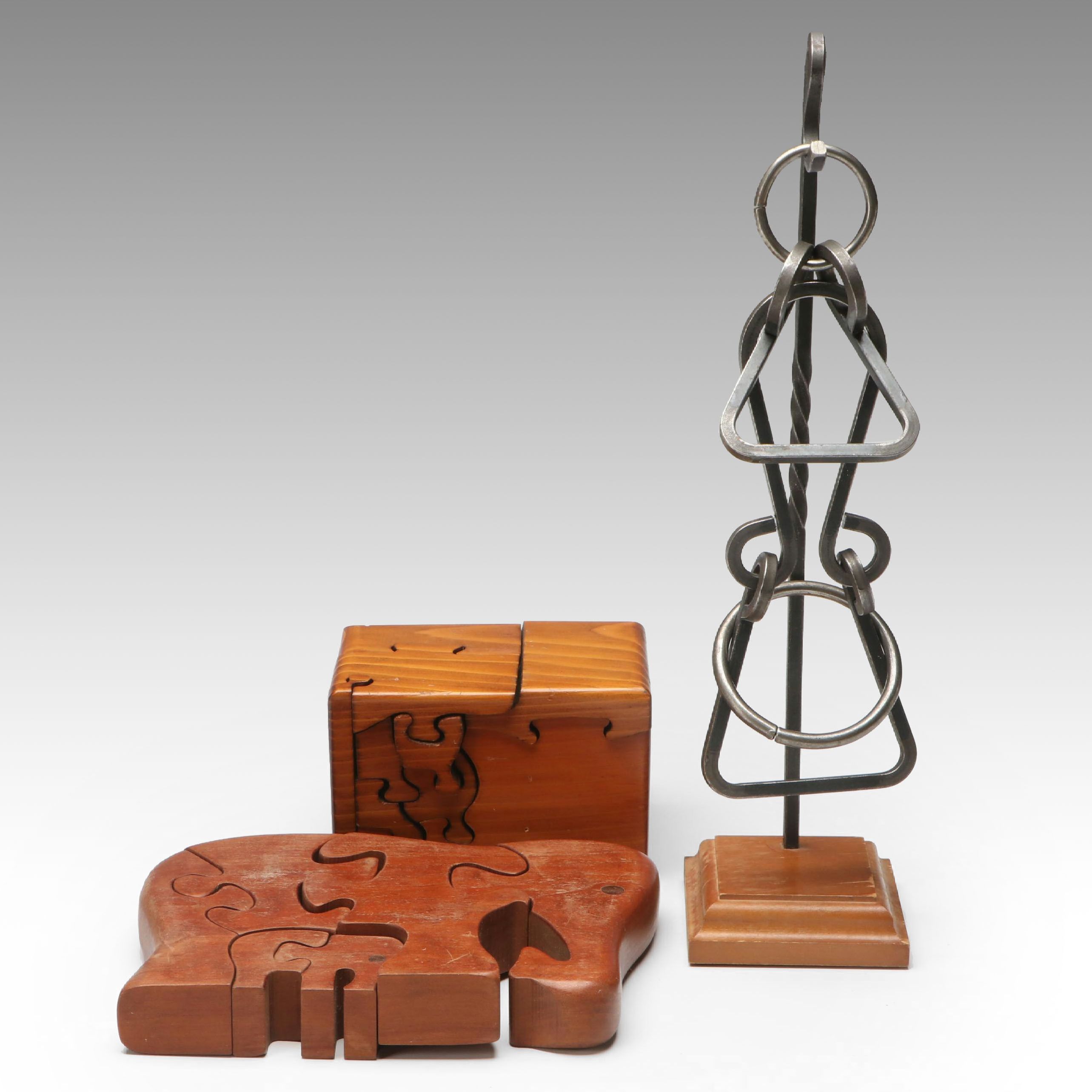 Iron Maiden Tavern Puzzle with Elephant-Shaped and Other Wooden Puzzle