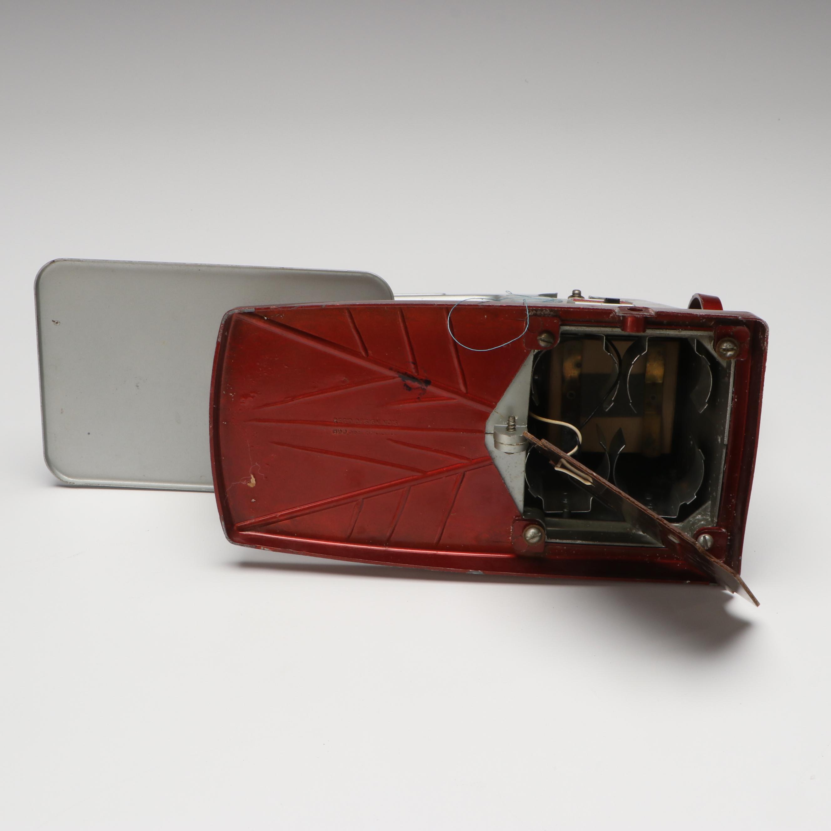 Vulcan Battery Powered Sewing Machine with Tin of Buttons and Pincushion