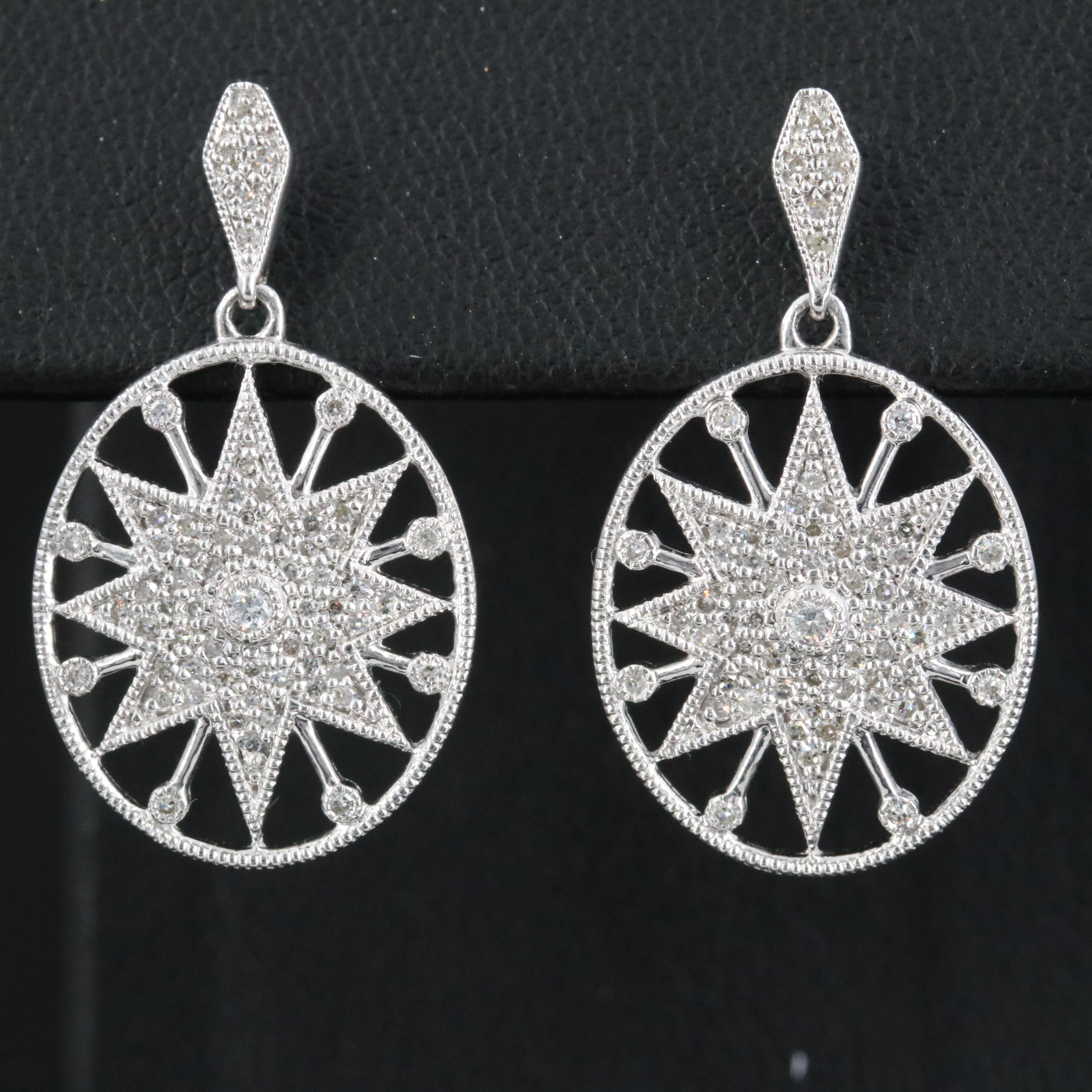 Sterling Diamond Starburst Earrings