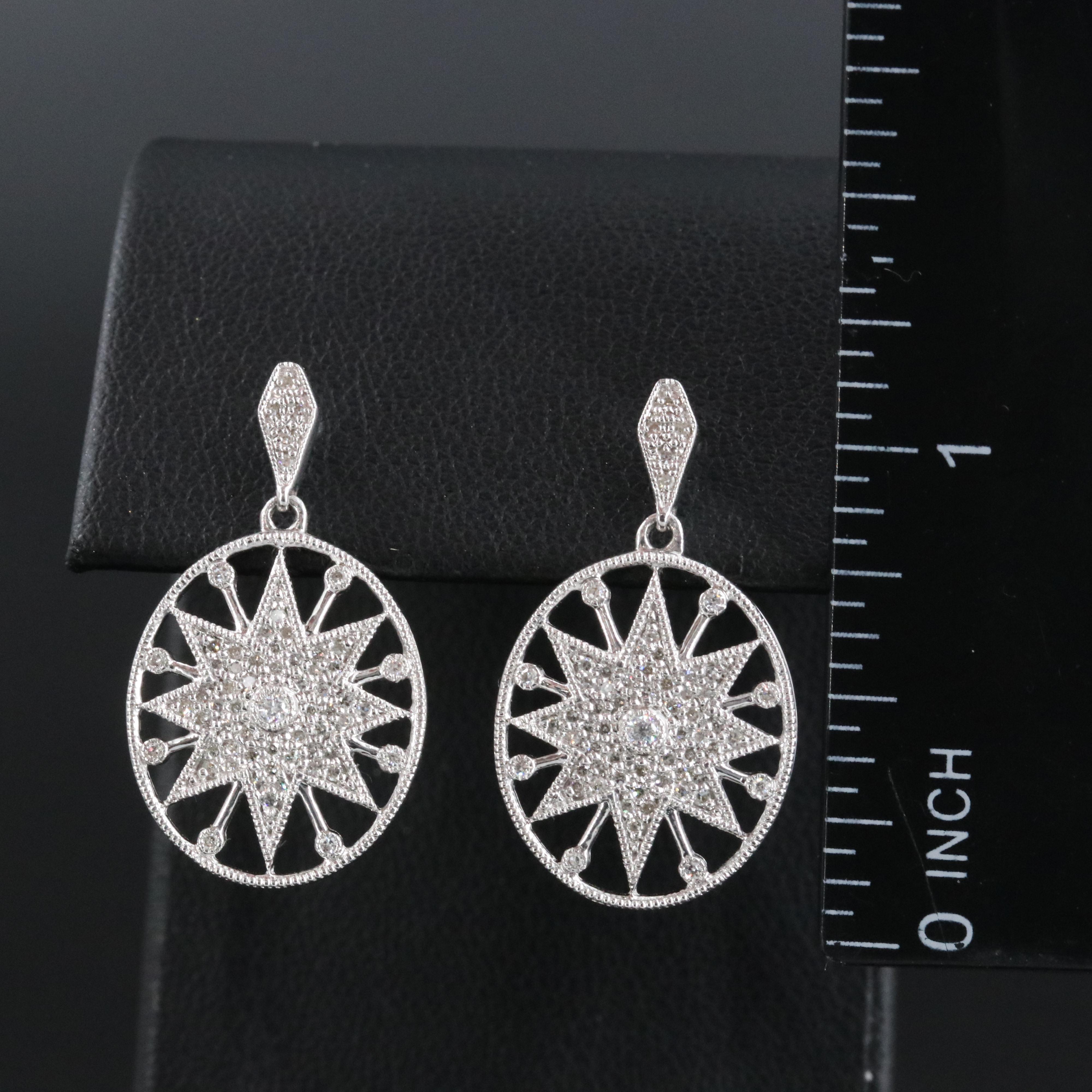 Sterling Diamond Starburst Earrings