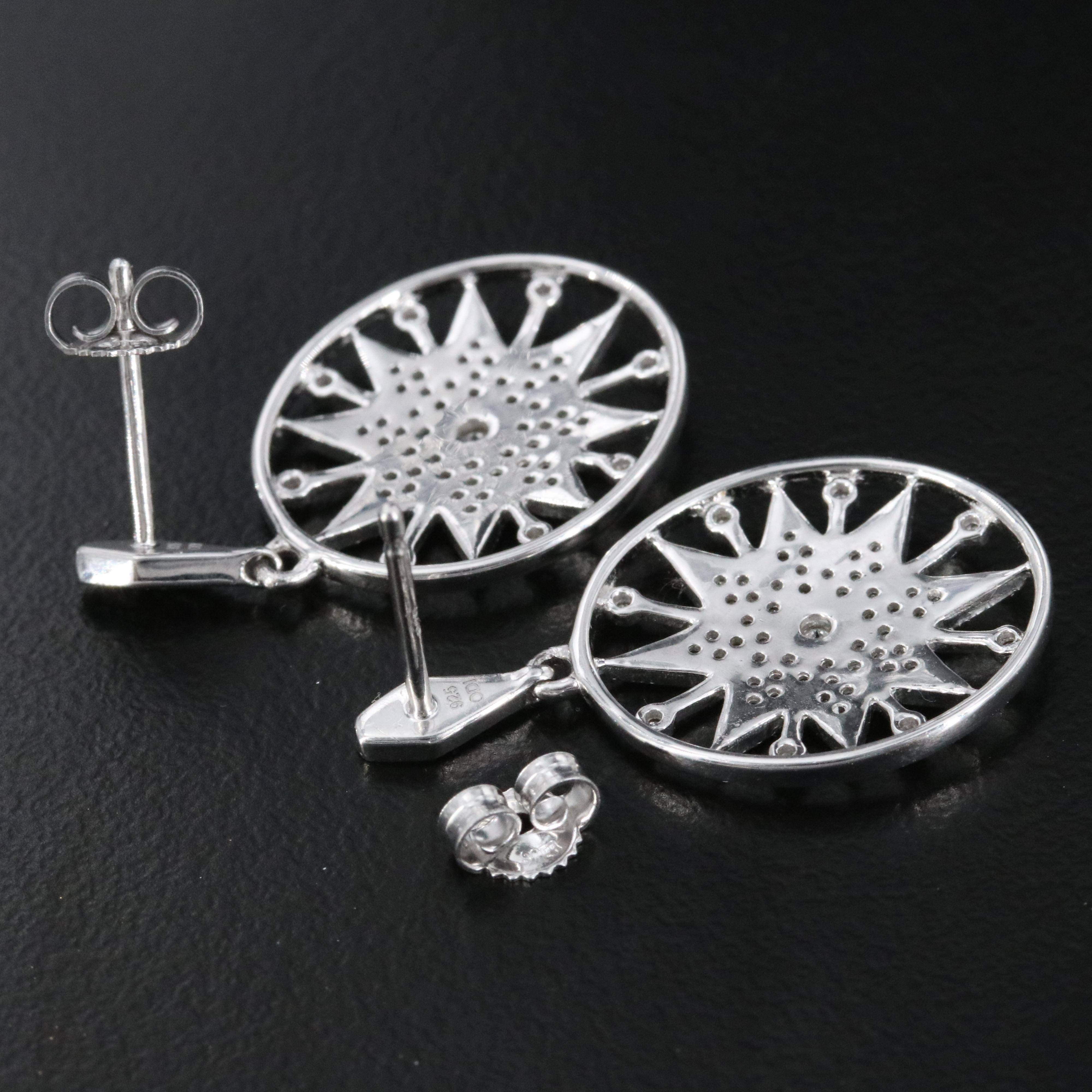 Sterling Diamond Starburst Earrings