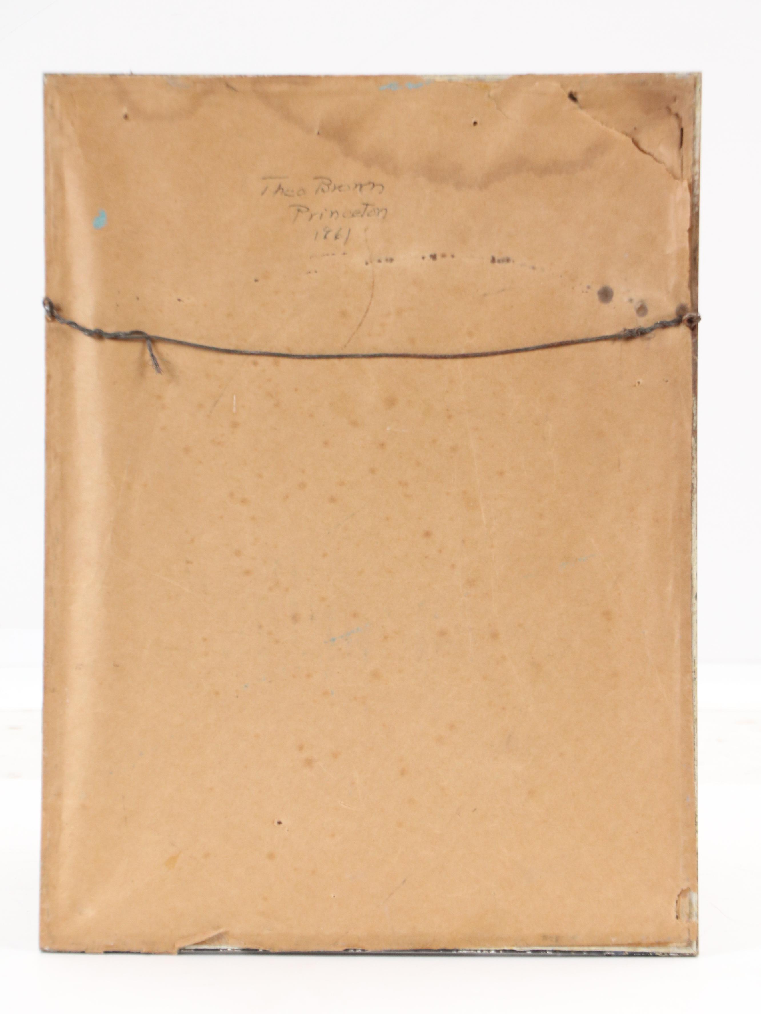 Theophilus Brown Mixed Media Drawing of Blue Flowers, 1961