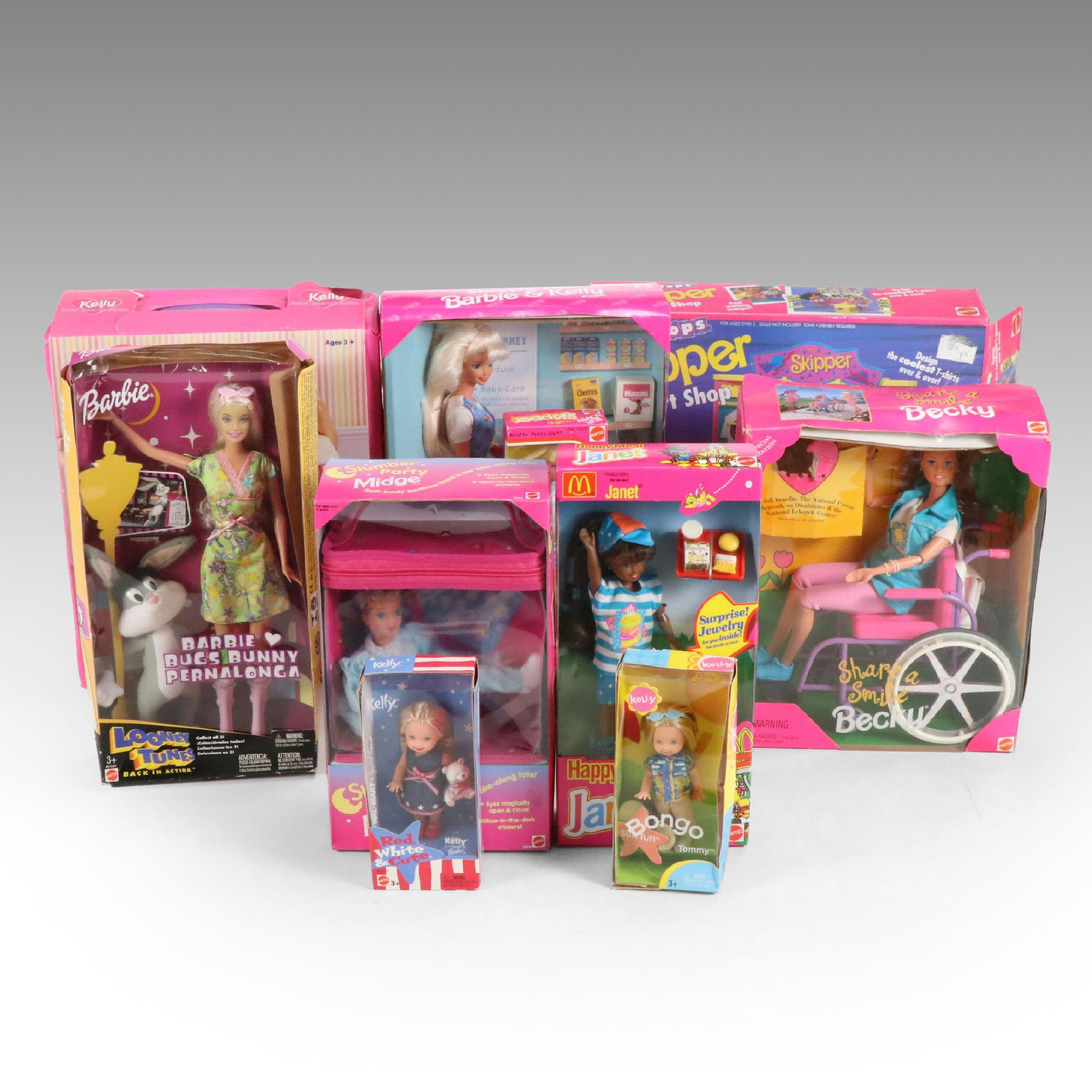 Barbie and Kelly "Shoppin' Fun" Dolls with Other Dolls and Accessories