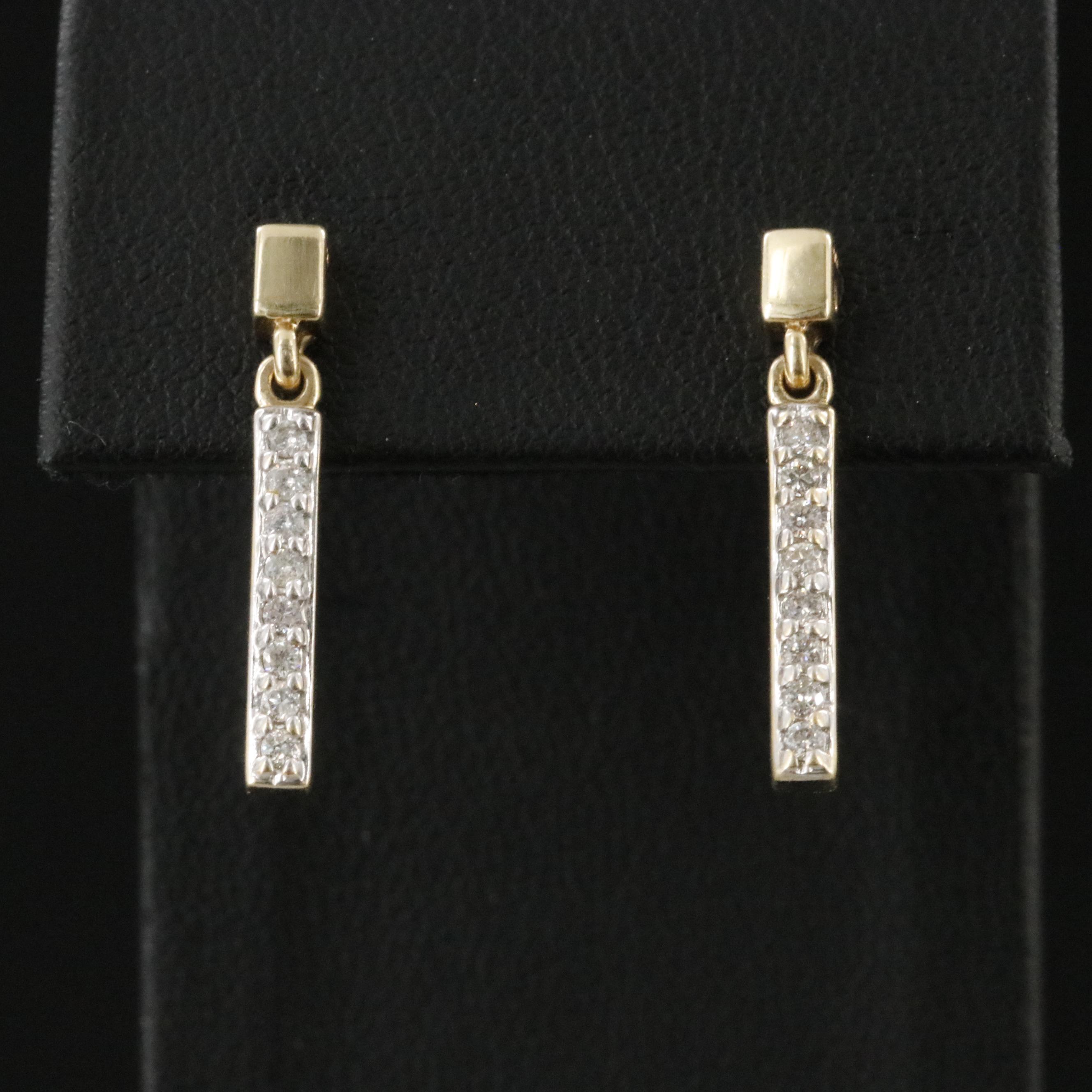 14K 0.29 CTW Diamond Bar Drop Earrings