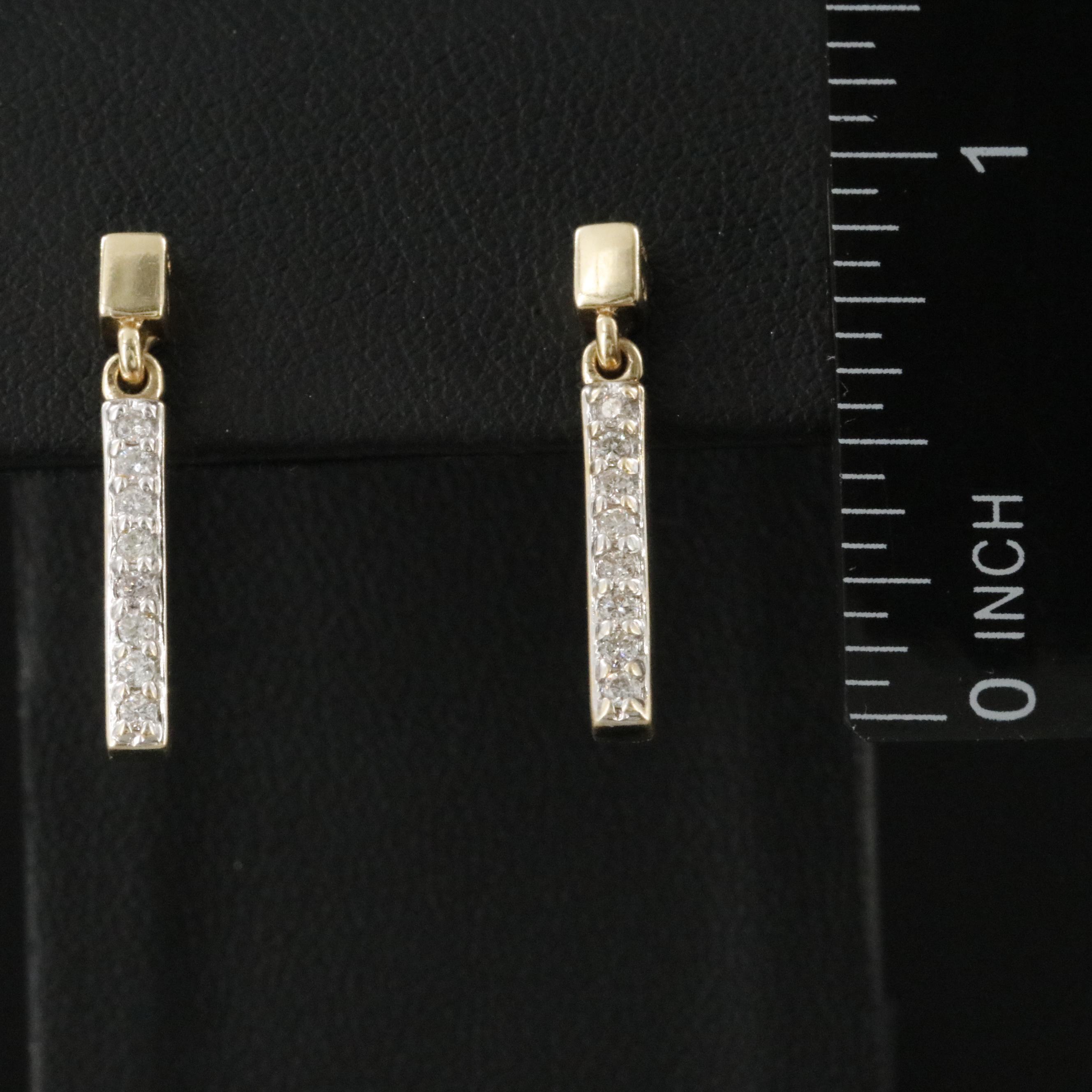 14K 0.29 CTW Diamond Bar Drop Earrings