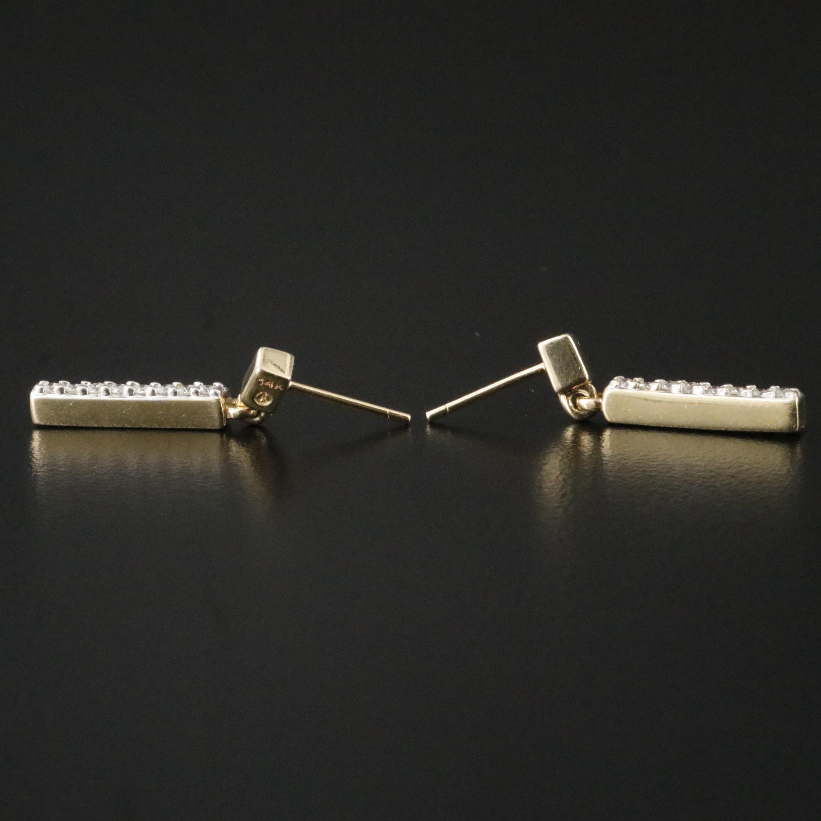 14K 0.29 CTW Diamond Bar Drop Earrings