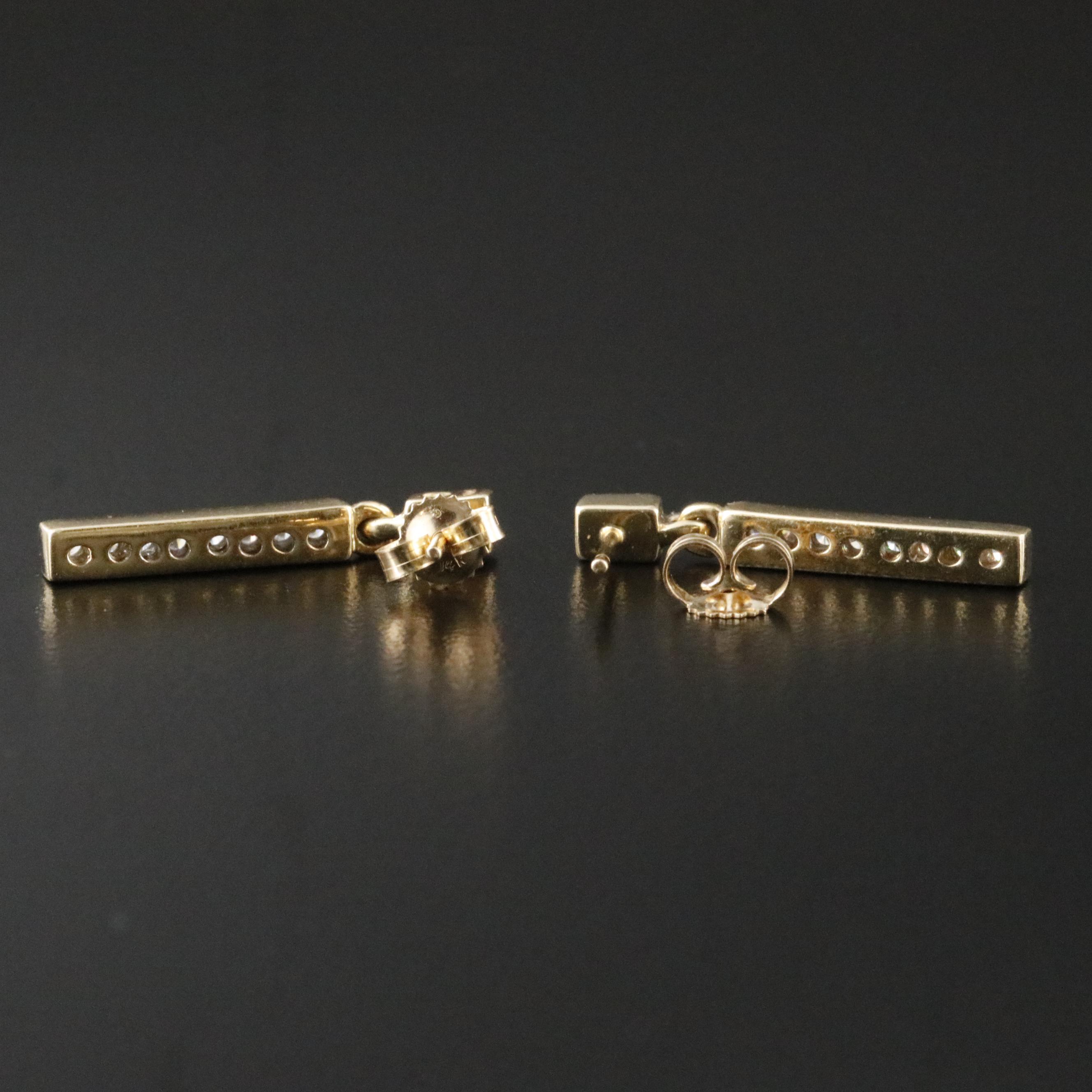 14K 0.29 CTW Diamond Bar Drop Earrings