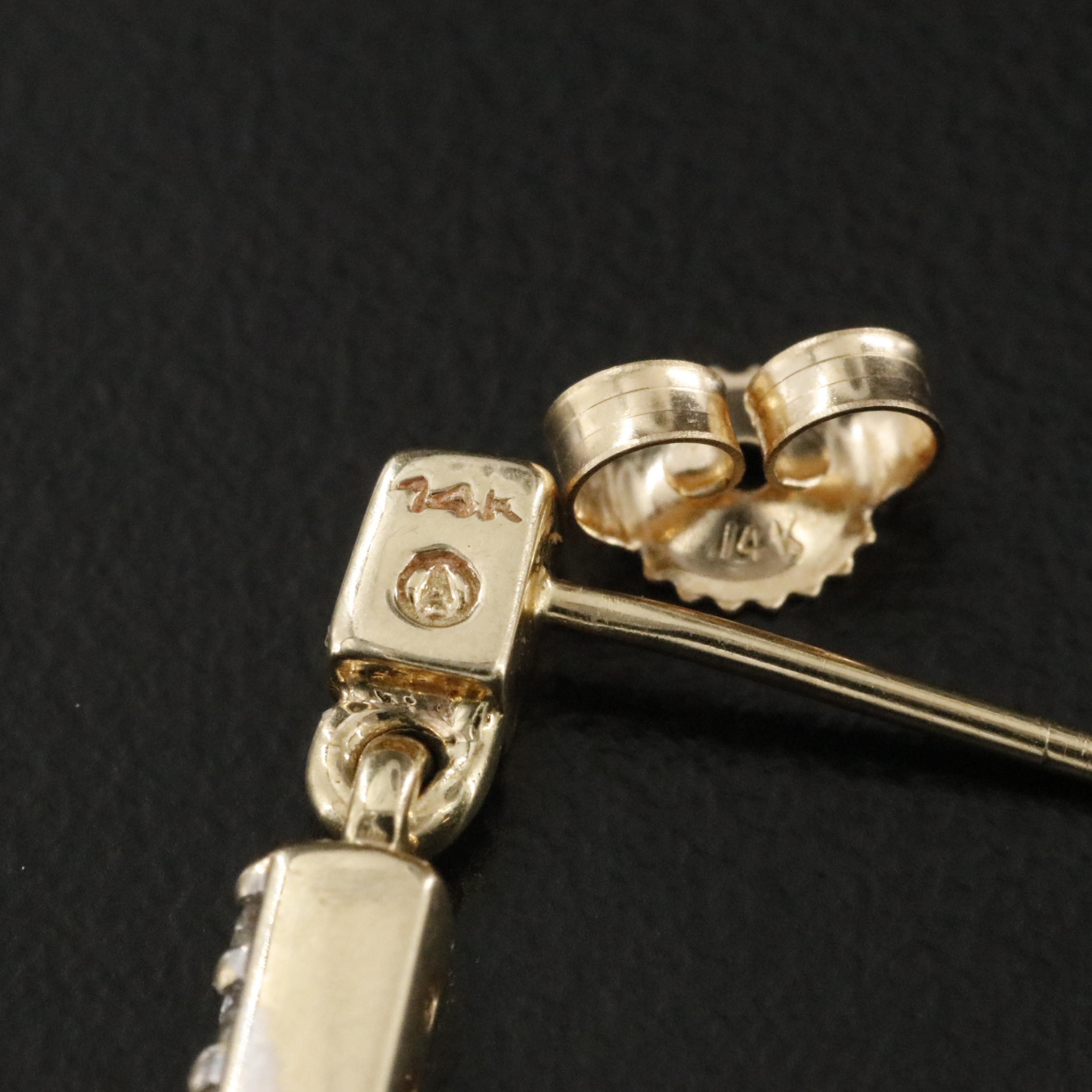 14K 0.29 CTW Diamond Bar Drop Earrings