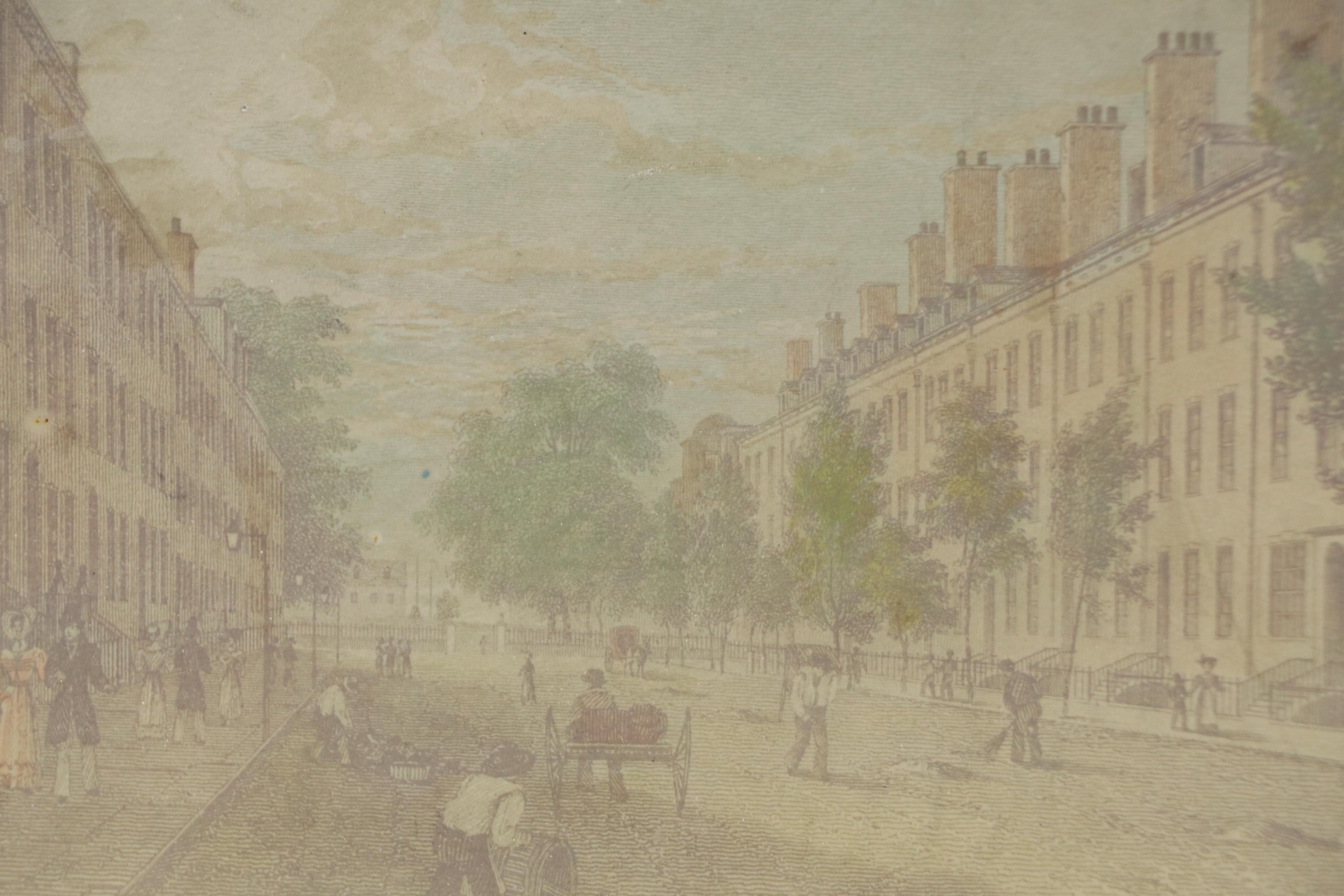 Hand-Colored Engraving "Park Place, New York," 1831