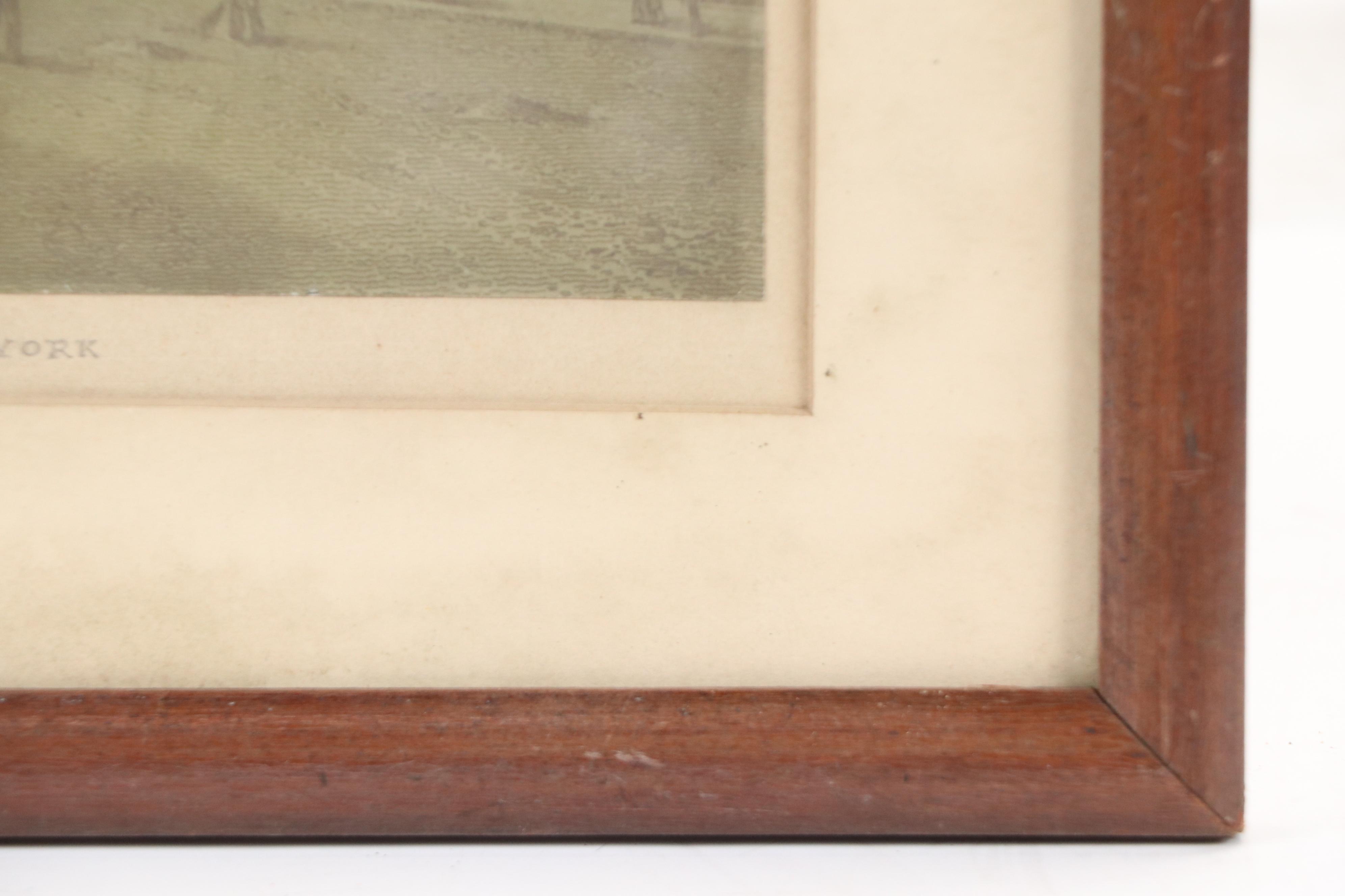 Hand-Colored Engraving "Park Place, New York," 1831