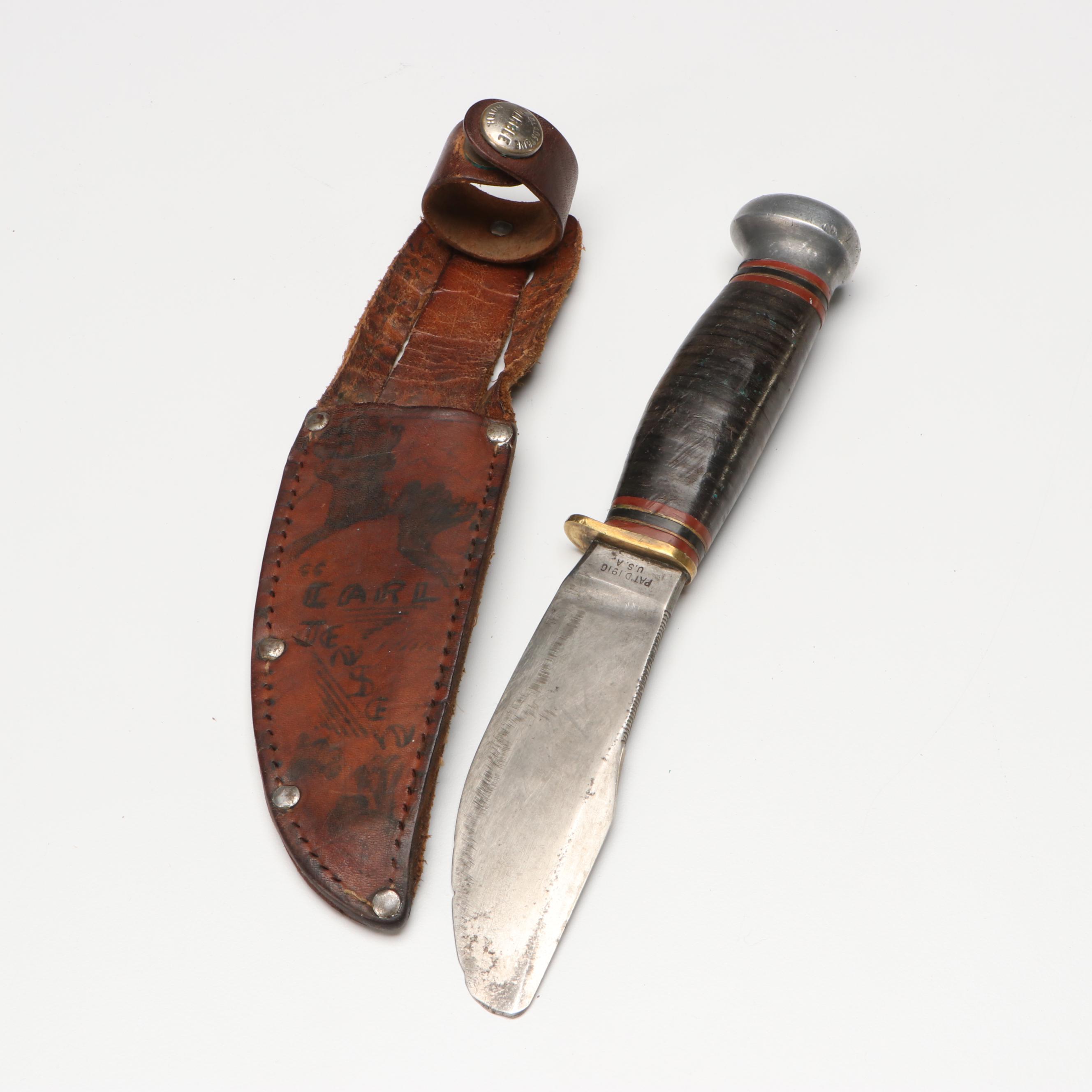 Marbles Hunting Knife with Leather Sheath