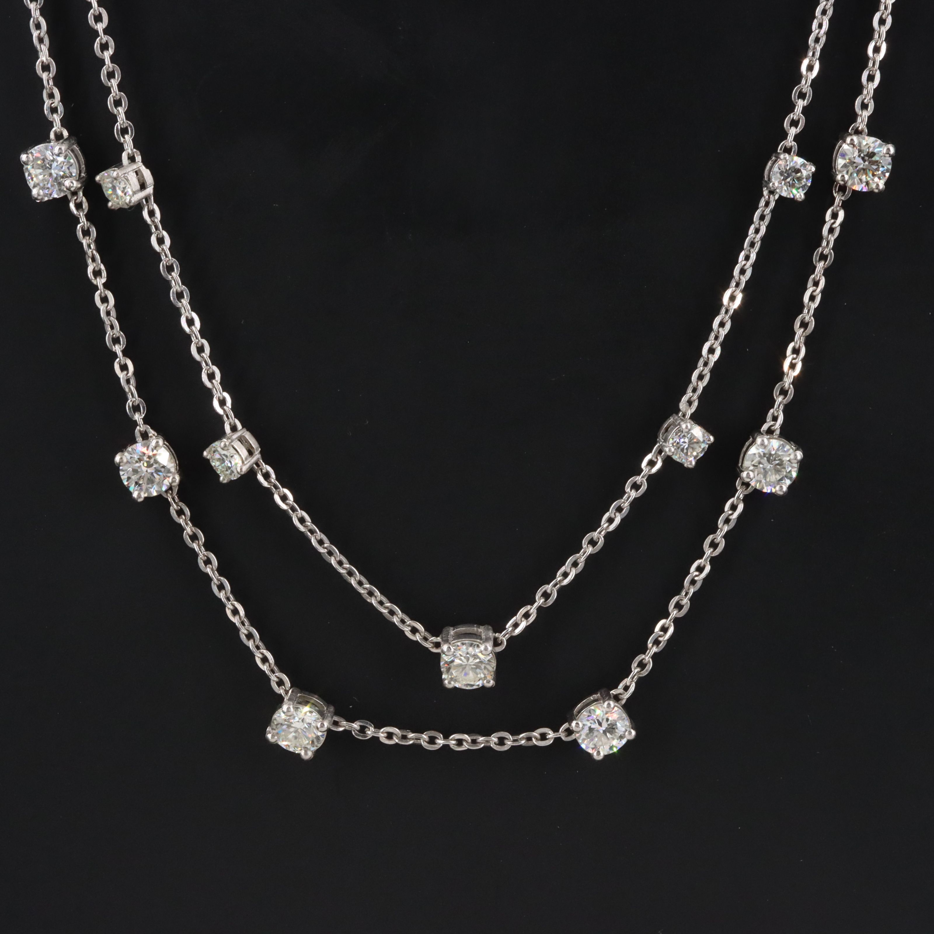 Platinum 4.09 CTW Diamond Tiered Necklace