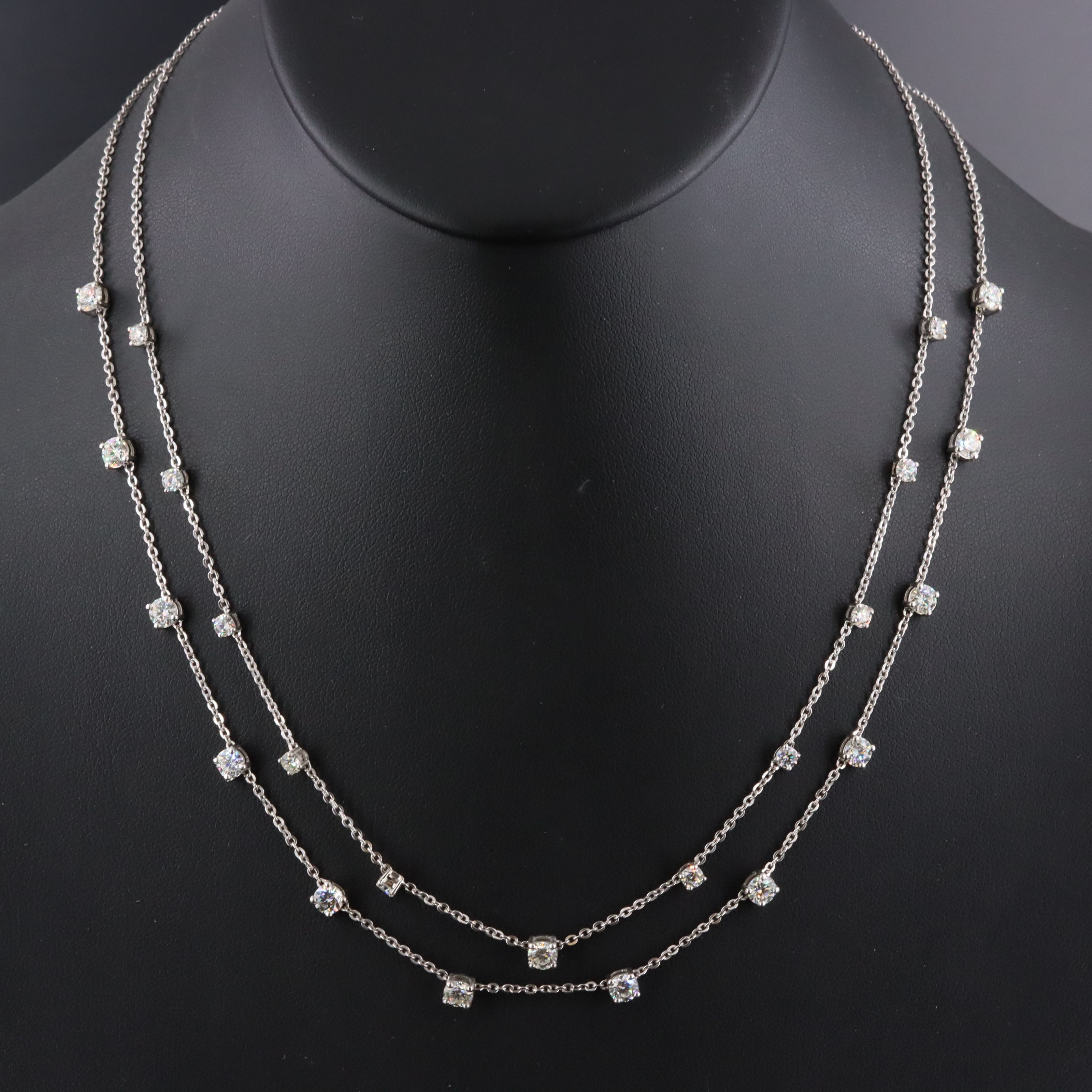Platinum 4.09 CTW Diamond Tiered Necklace