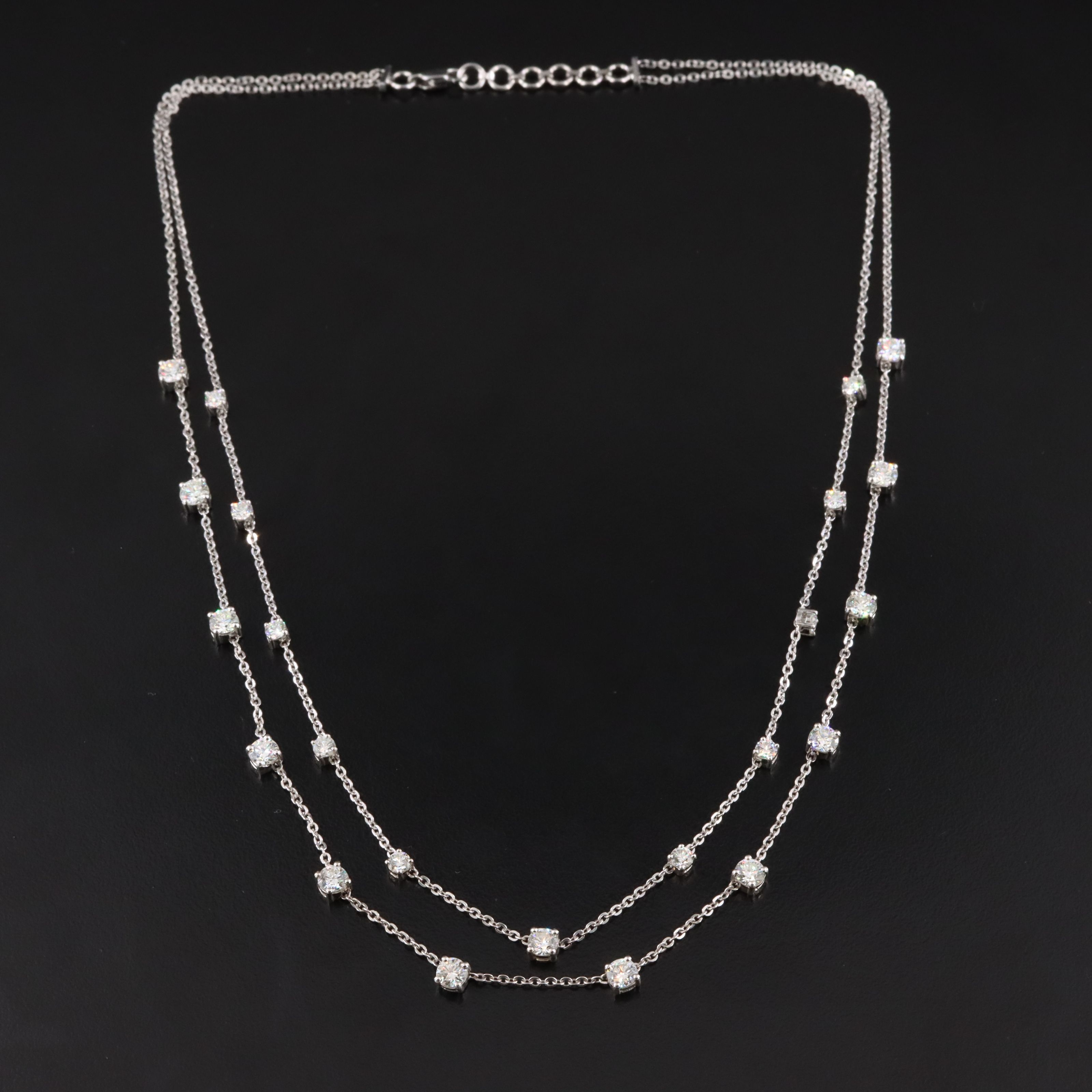 Platinum 4.09 CTW Diamond Tiered Necklace