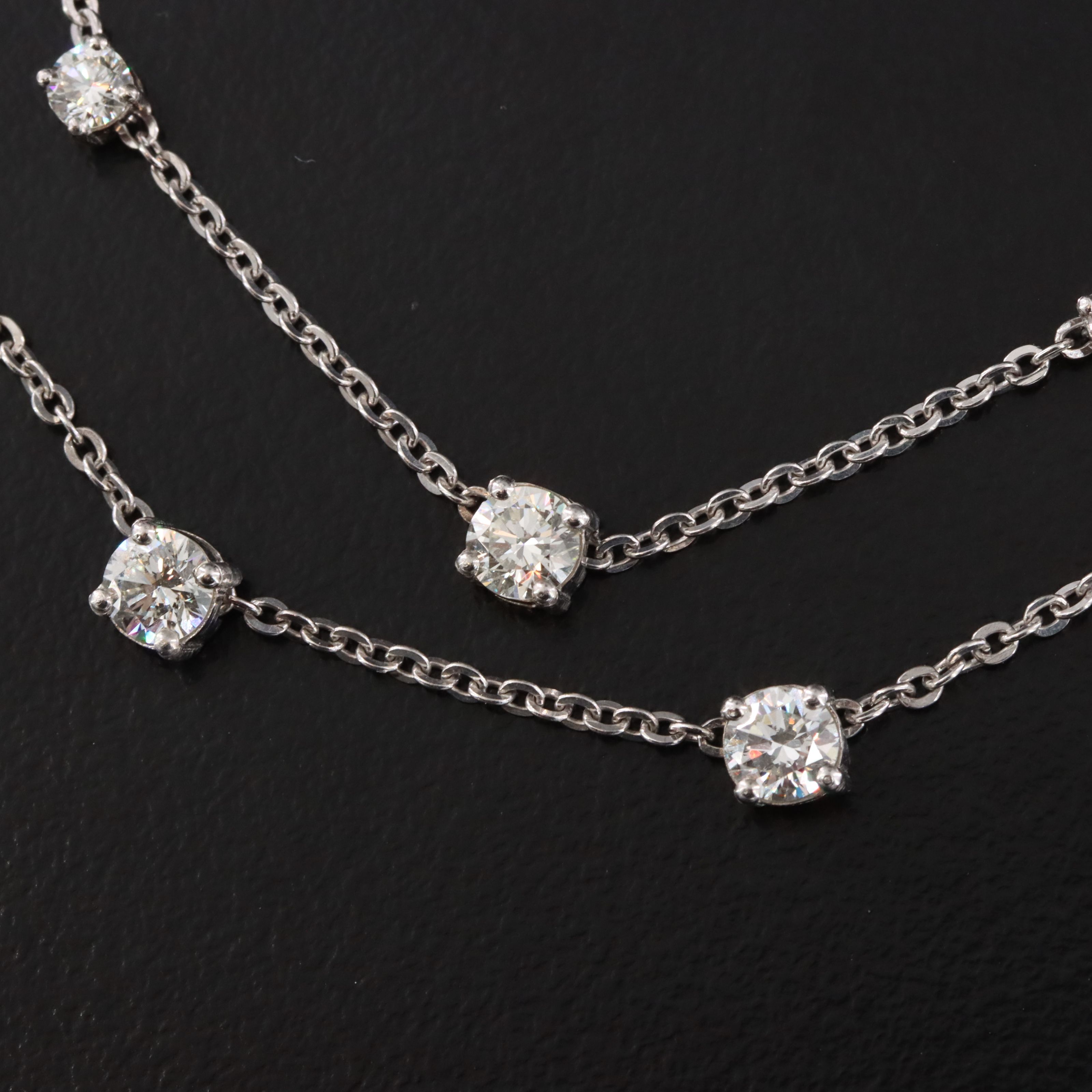 Platinum 4.09 CTW Diamond Tiered Necklace