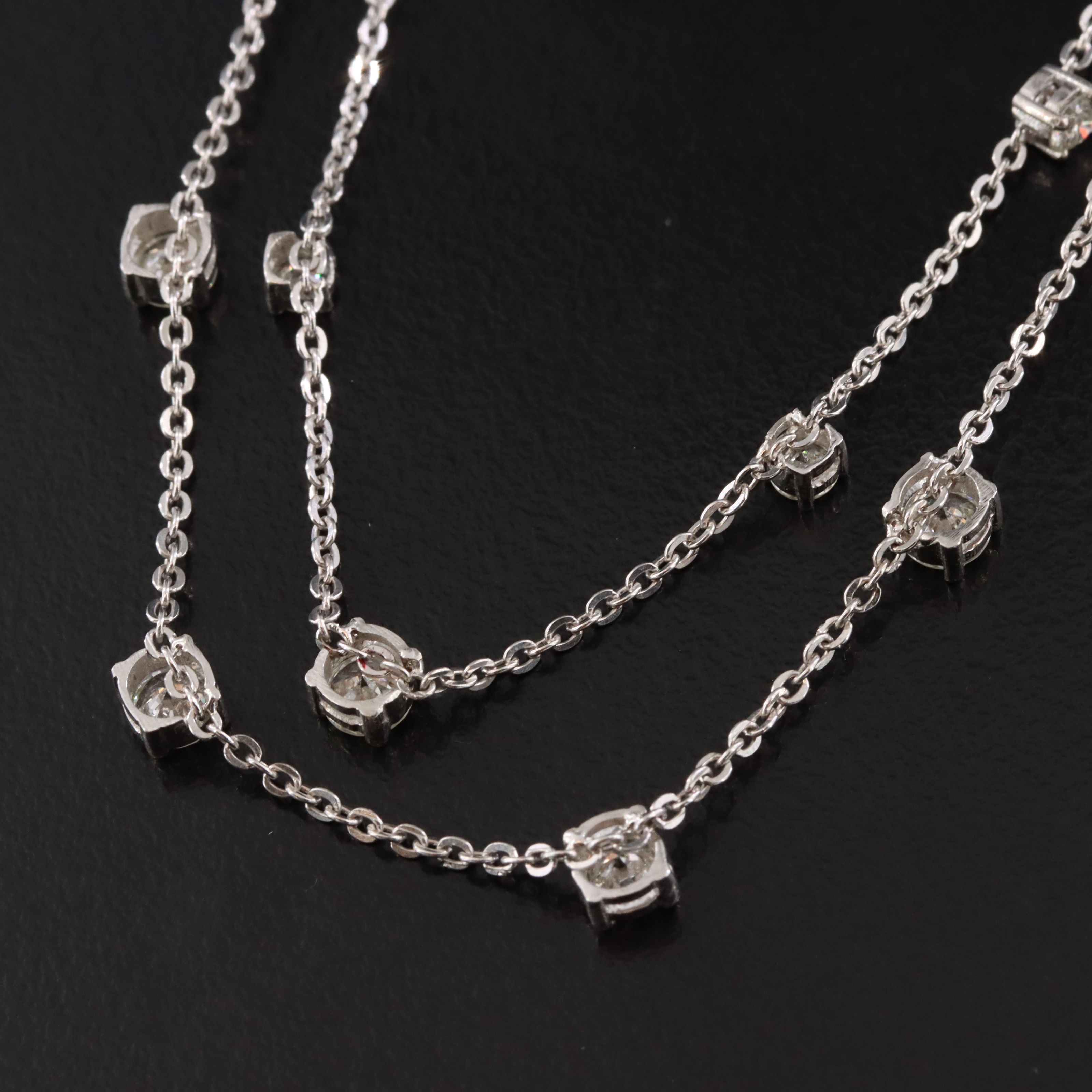 Platinum 4.09 CTW Diamond Tiered Necklace