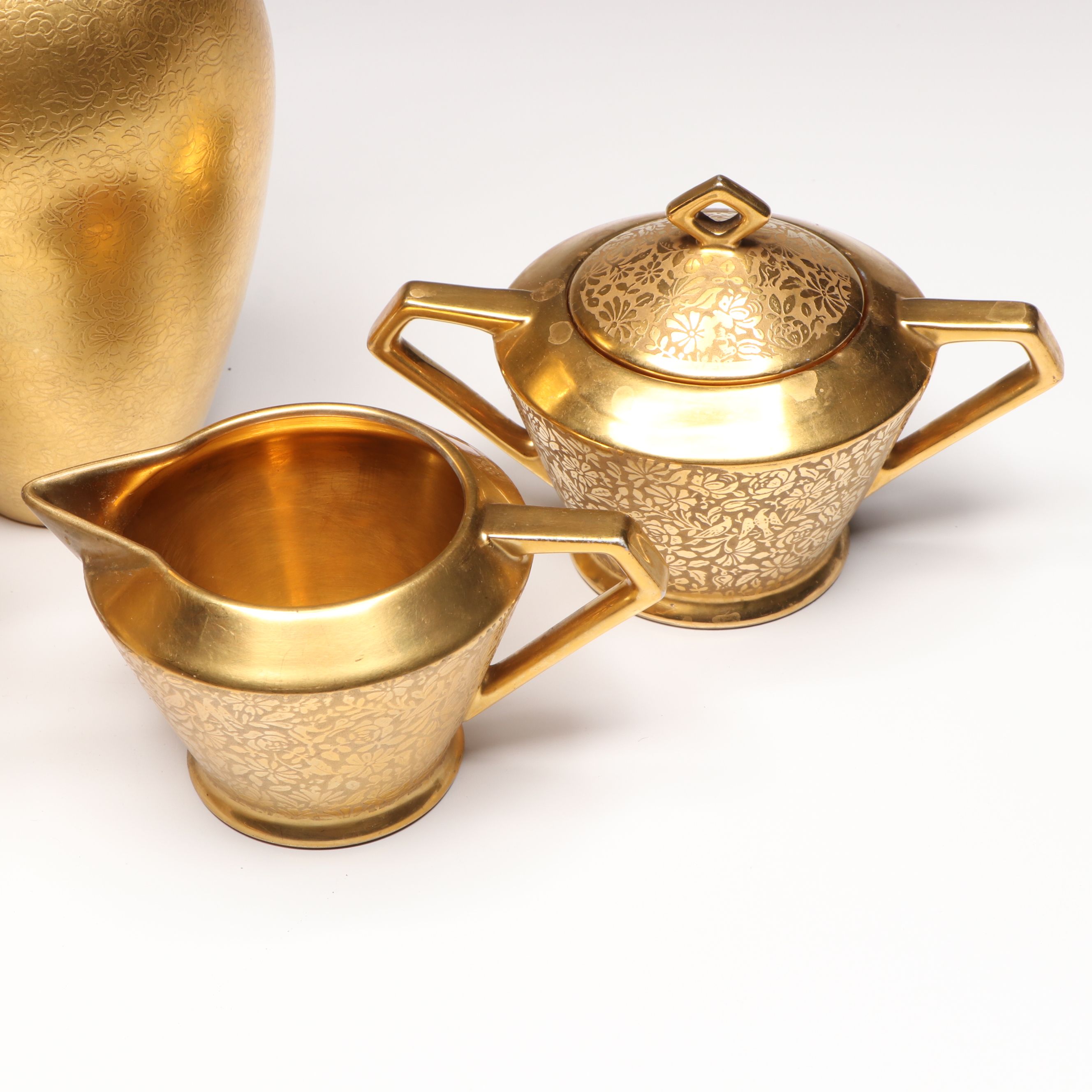 Pickard Porcelain Vase and Leaf Bowl with More Porcelain Table Accessories