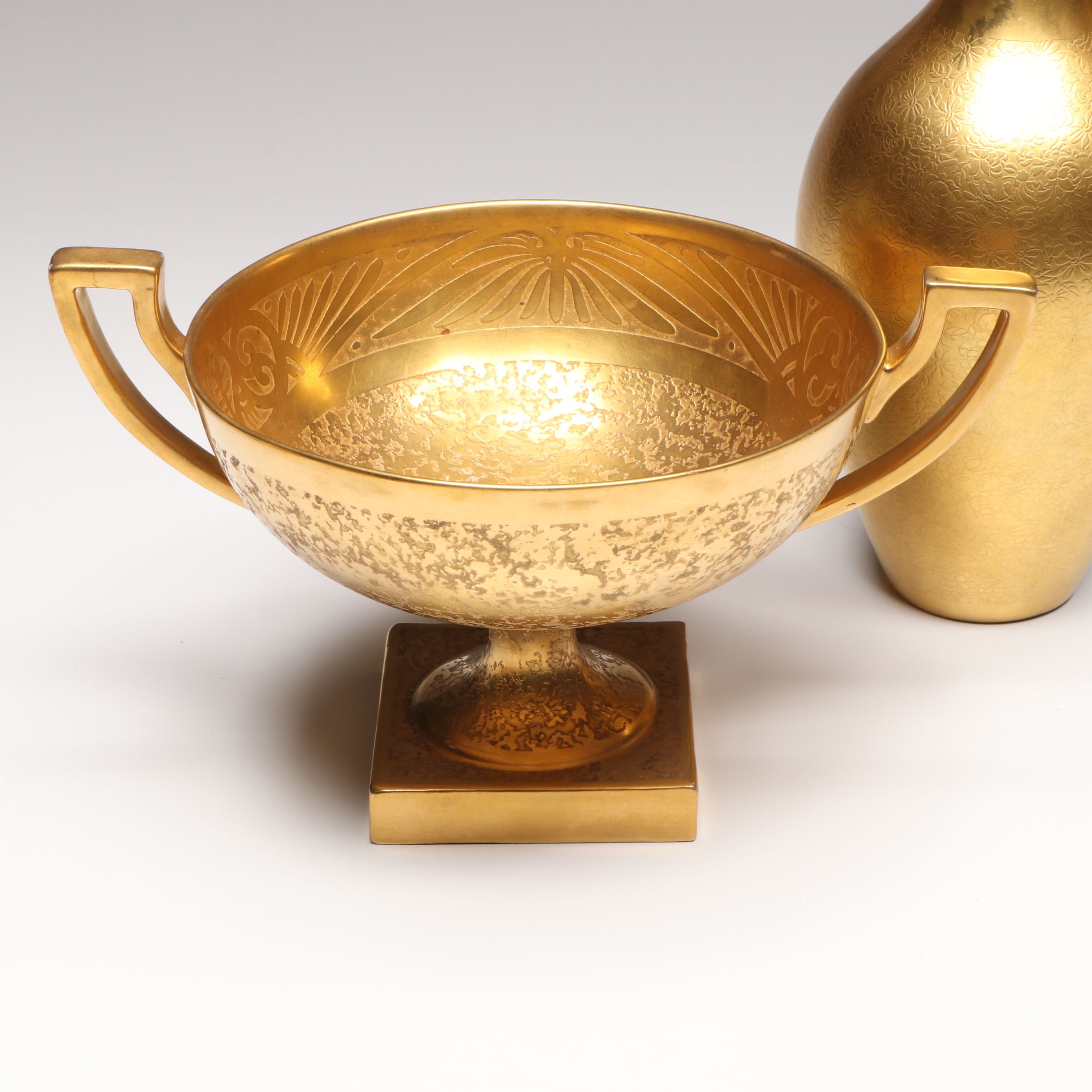 Pickard Porcelain Vase and Leaf Bowl with More Porcelain Table Accessories