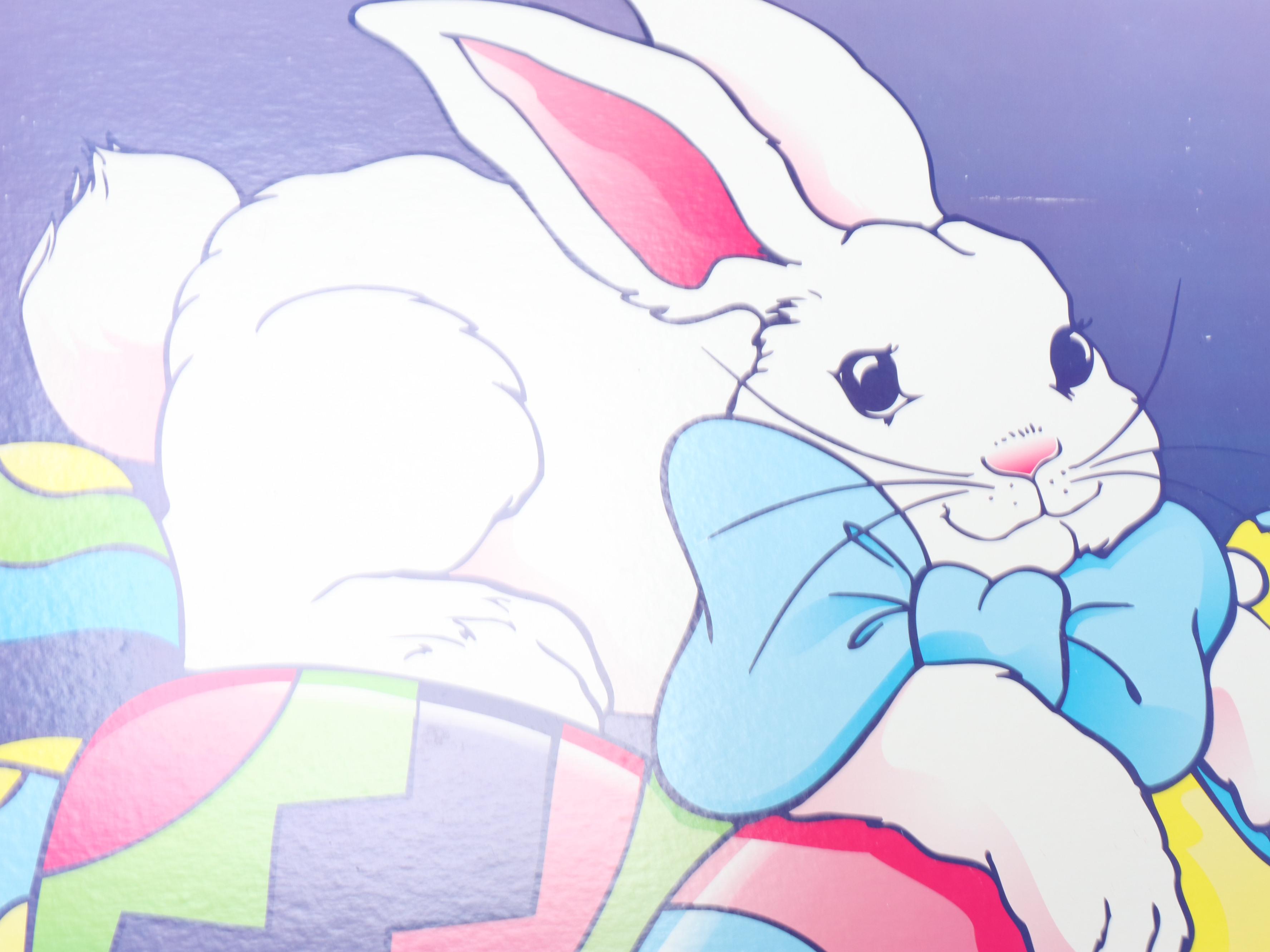 Happy Easter and Bunny Hanging Vintage Posters