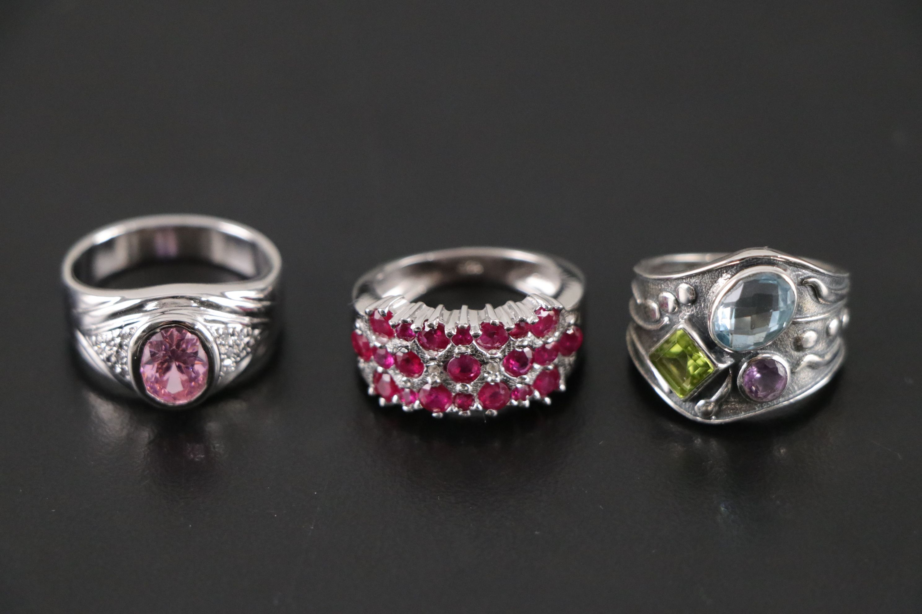 14 Assorted Sterling Silver Rings, Necklaces and Earrings