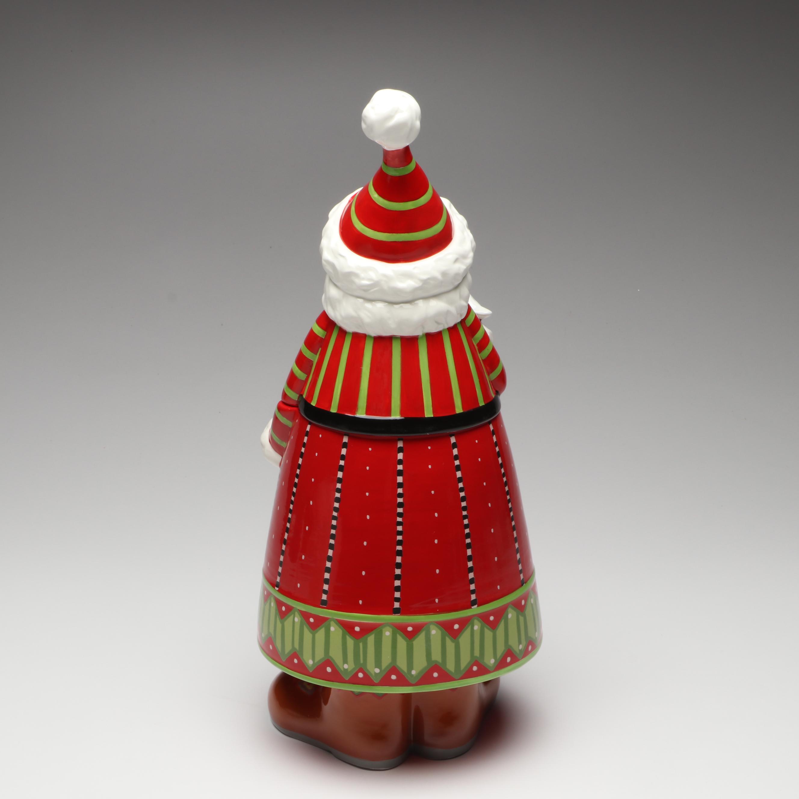 MacKenzie-Childs "Dash Away Santa" Ceramic Cookie Jar