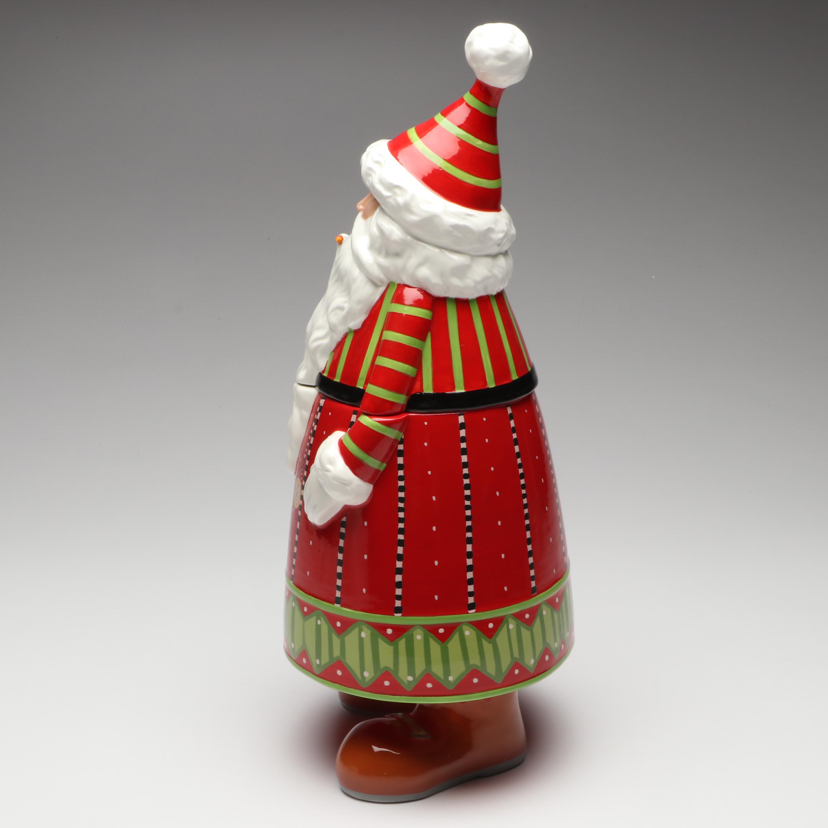 MacKenzie-Childs "Dash Away Santa" Ceramic Cookie Jar