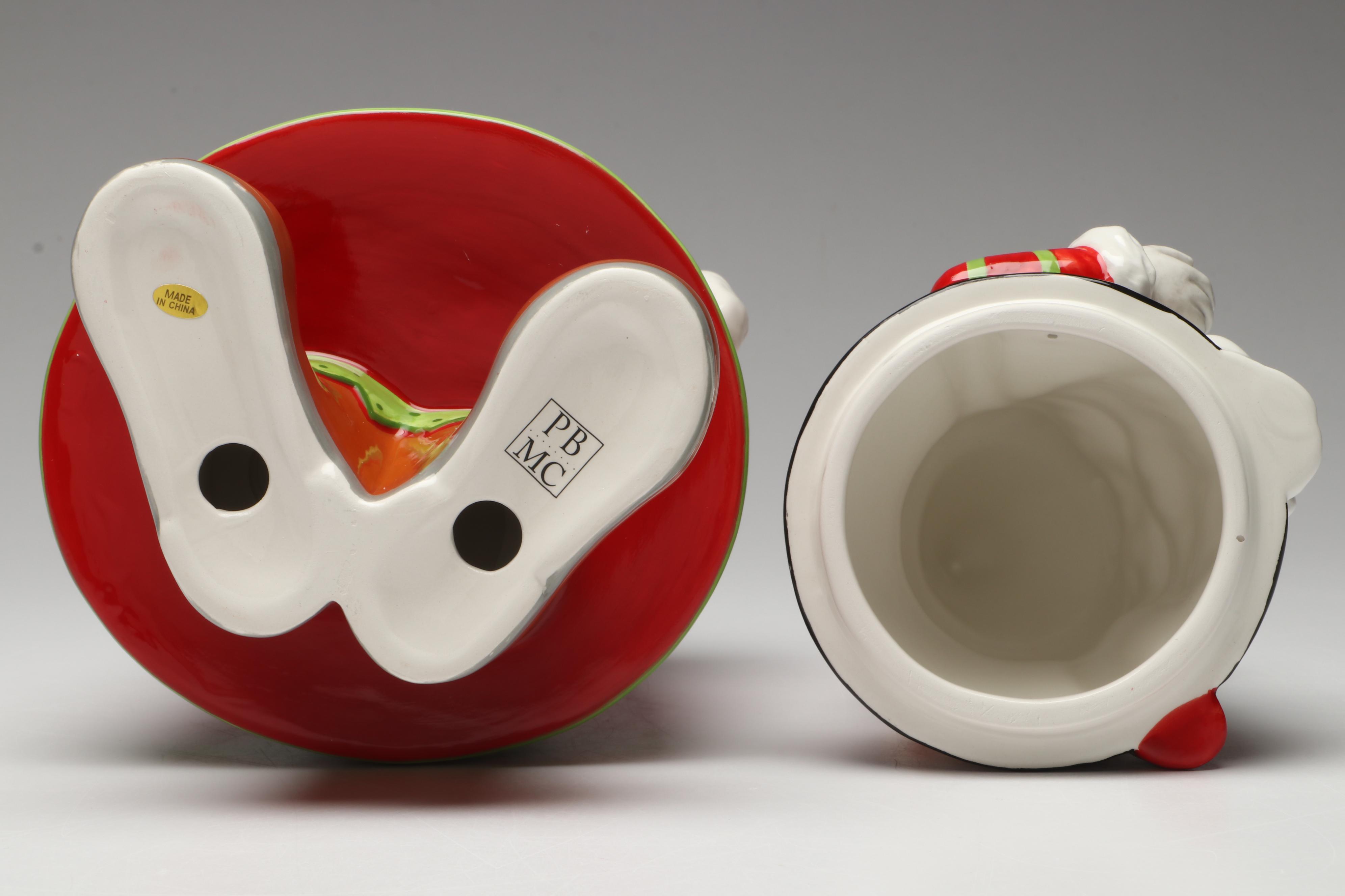 MacKenzie-Childs "Dash Away Santa" Ceramic Cookie Jar