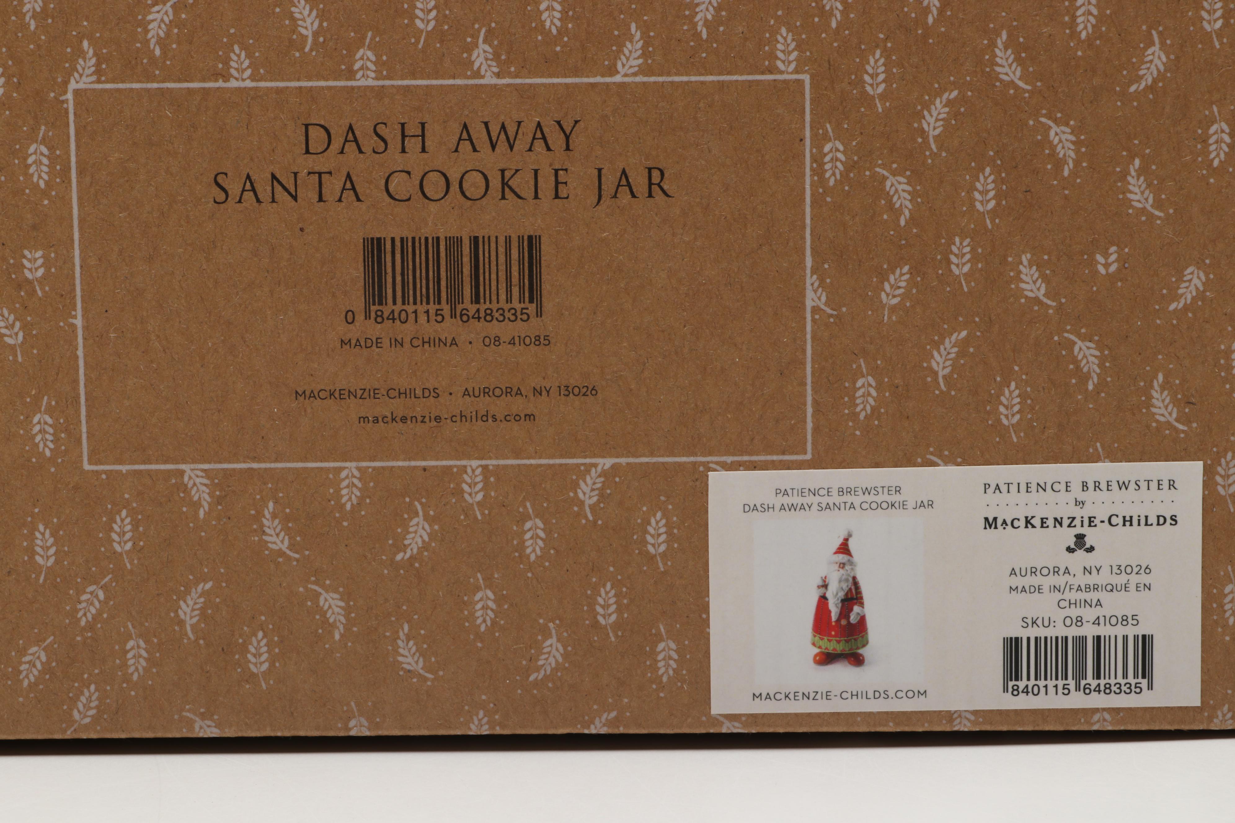 MacKenzie-Childs "Dash Away Santa" Ceramic Cookie Jar