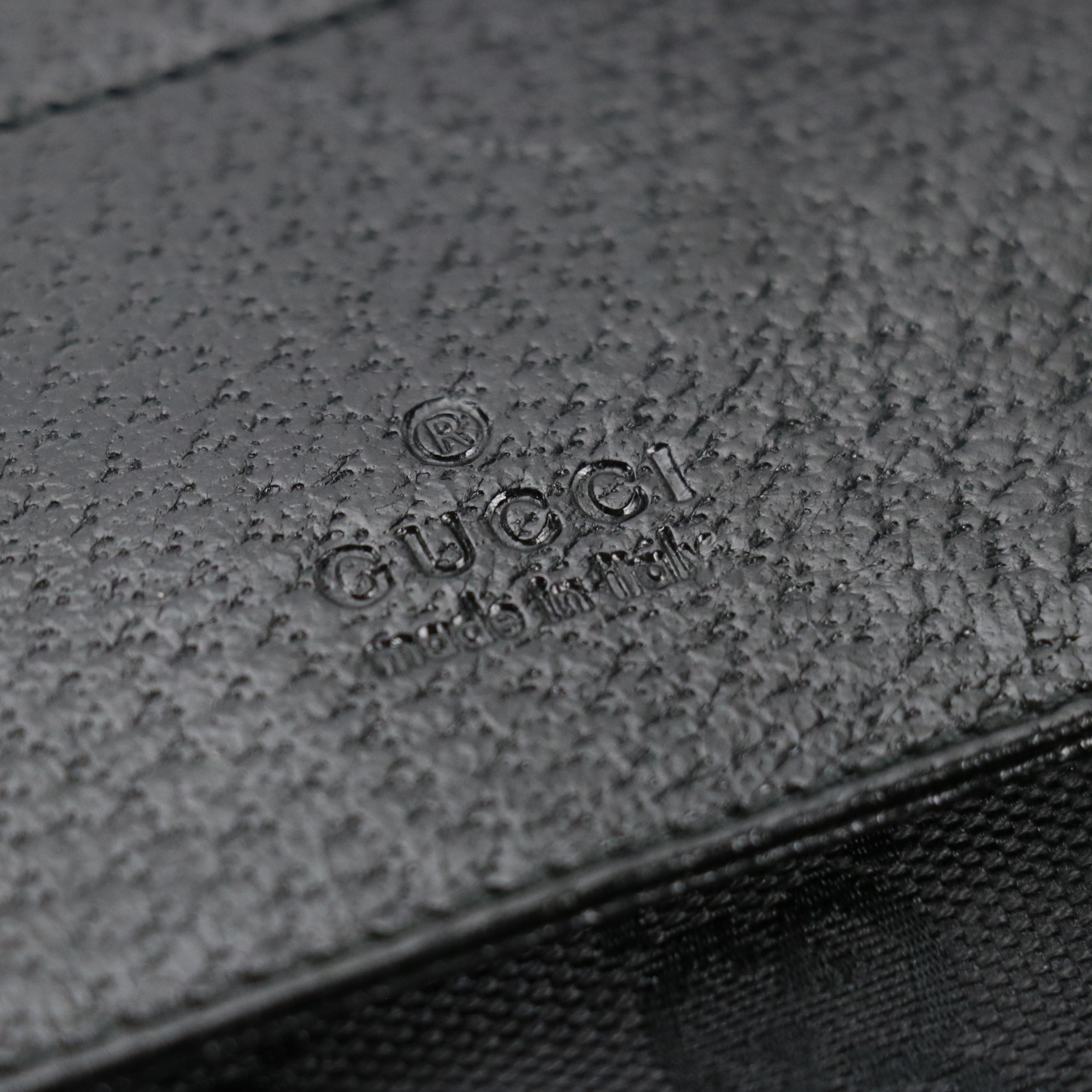 Gucci Double Pocket Belt Bag in Black GG Canvas and Black Leather