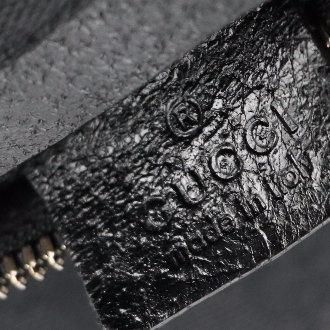 Gucci Double Pocket Belt Bag in Black GG Canvas and Black Leather