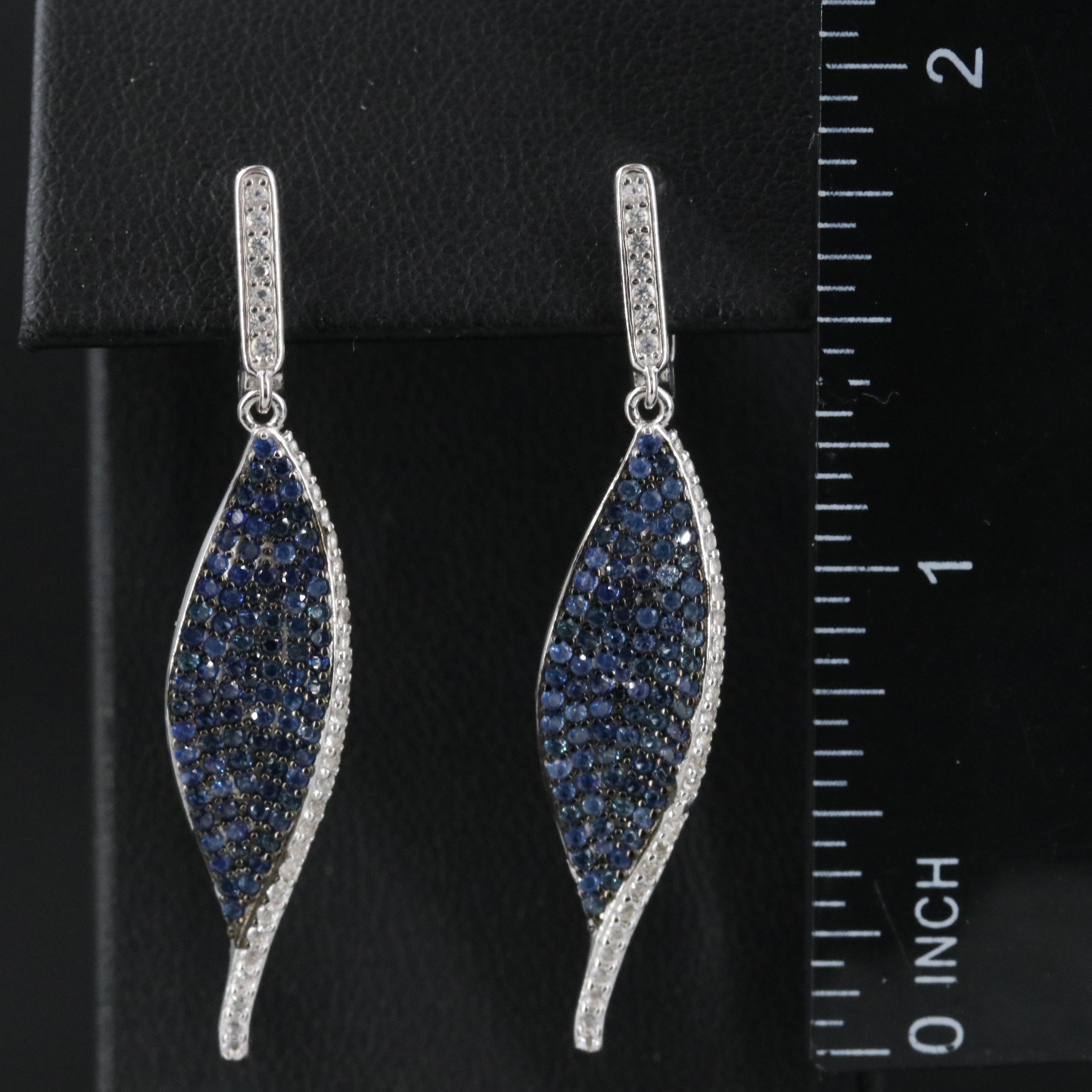 Sterling Sapphire and CZ Ribbon Twist Earrings