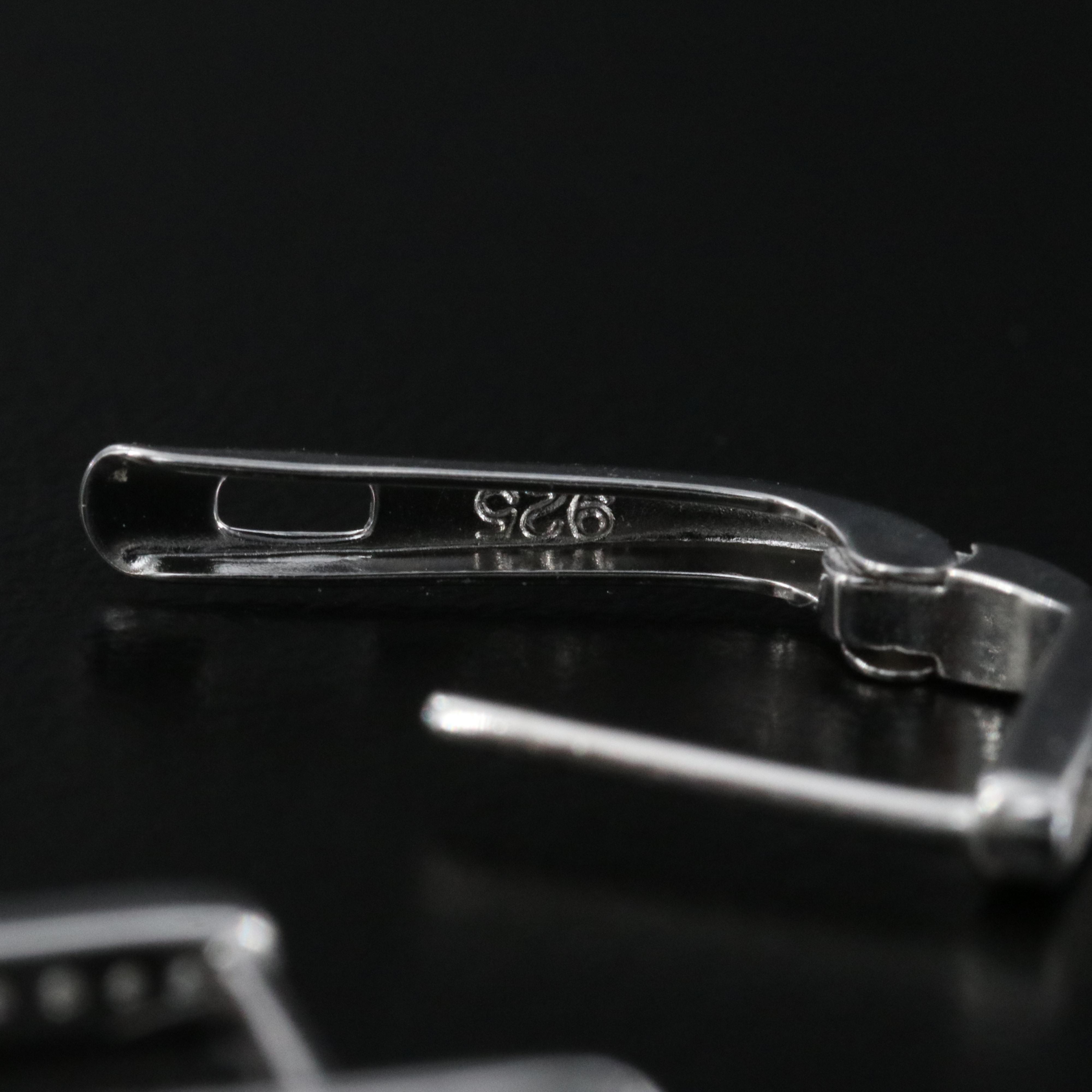 Sterling Sapphire and CZ Ribbon Twist Earrings