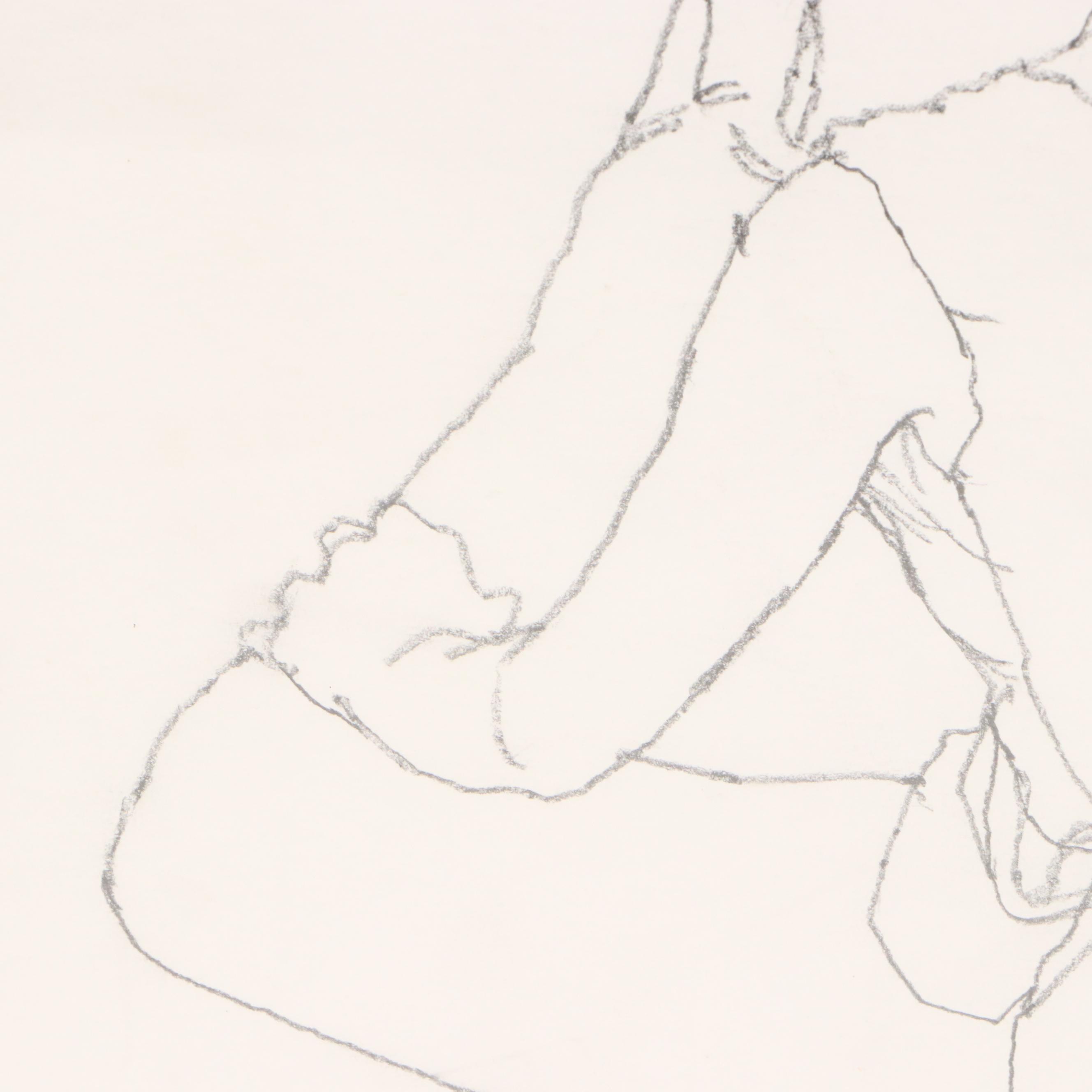 Paul Wagener Graphite Drawing Figure Study of Ballerina, Late 20th Century