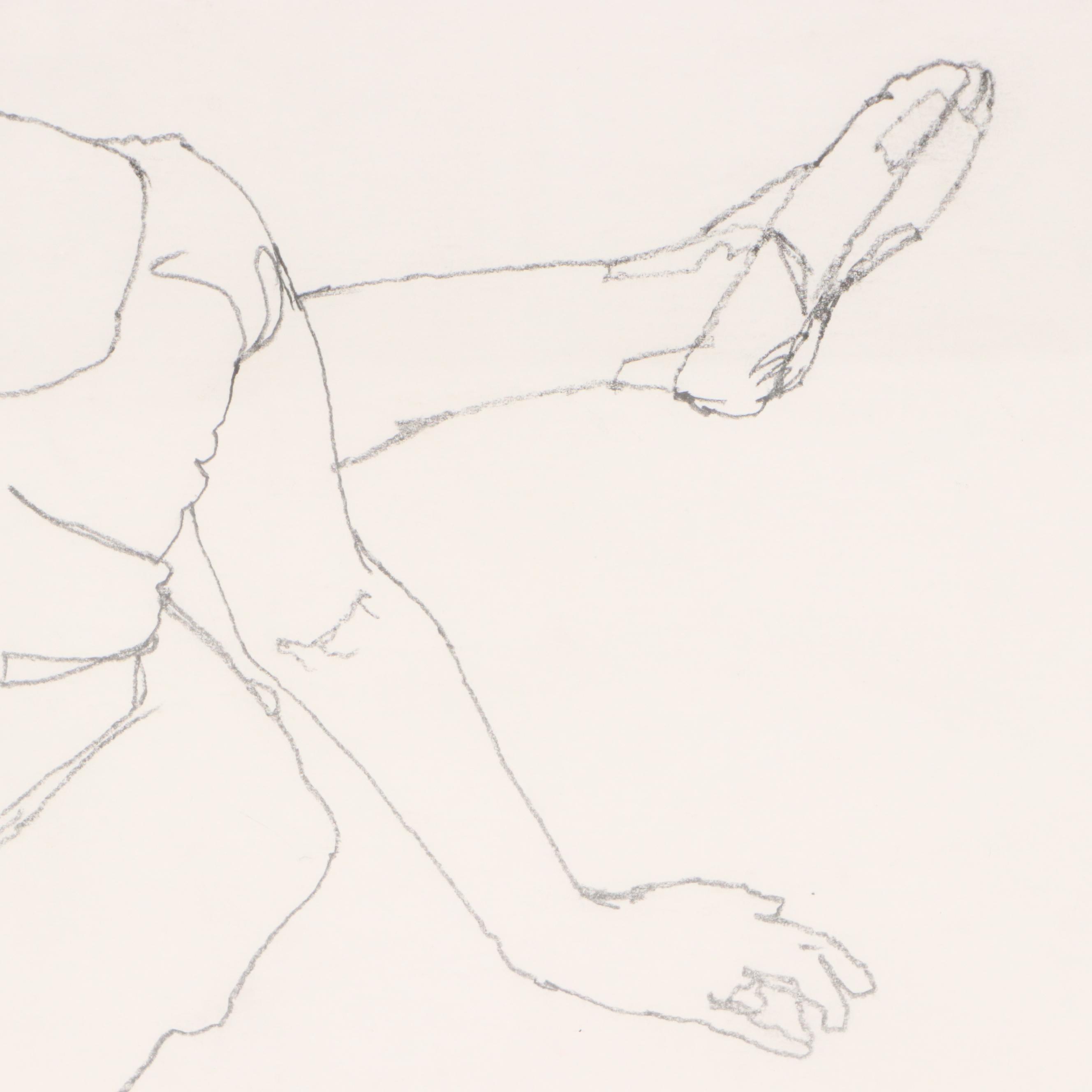 Paul Wagener Graphite Drawing Figure Study of Ballerina, Late 20th Century