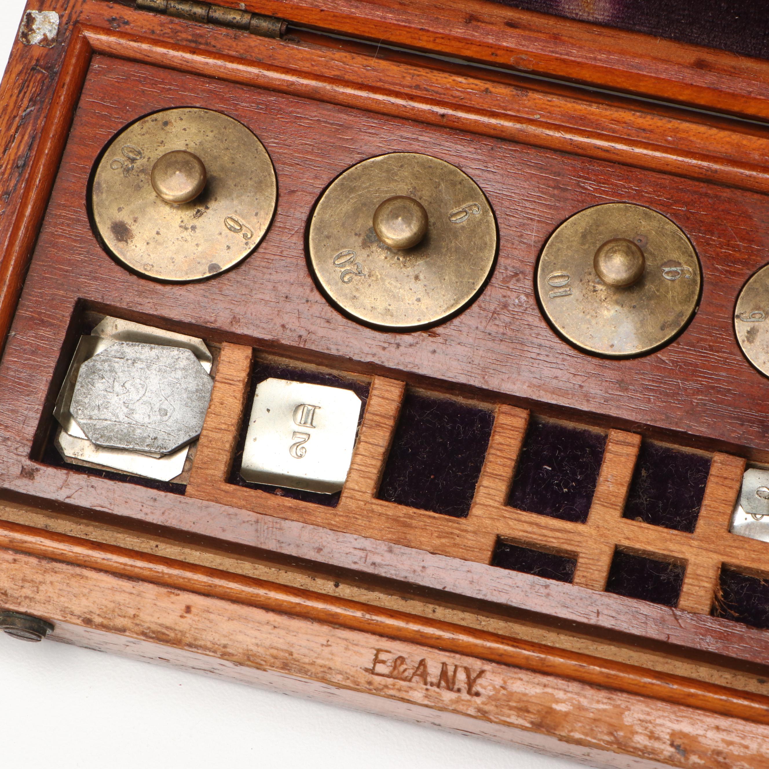 Kentucky Wooden Apothecary Scale and Weights, Late 19th Century