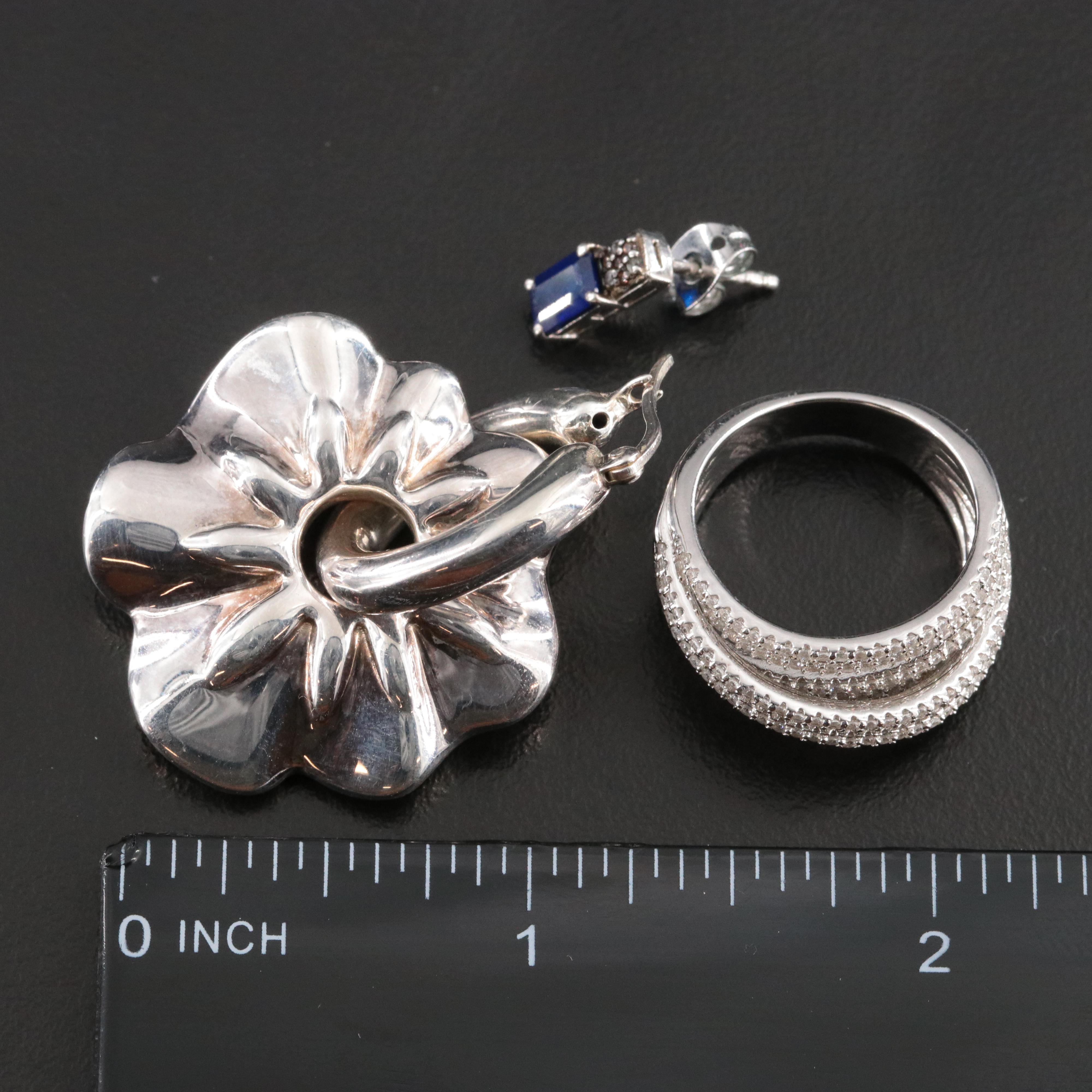 Sterling Jewelry Collection Including CZ and Sapphires